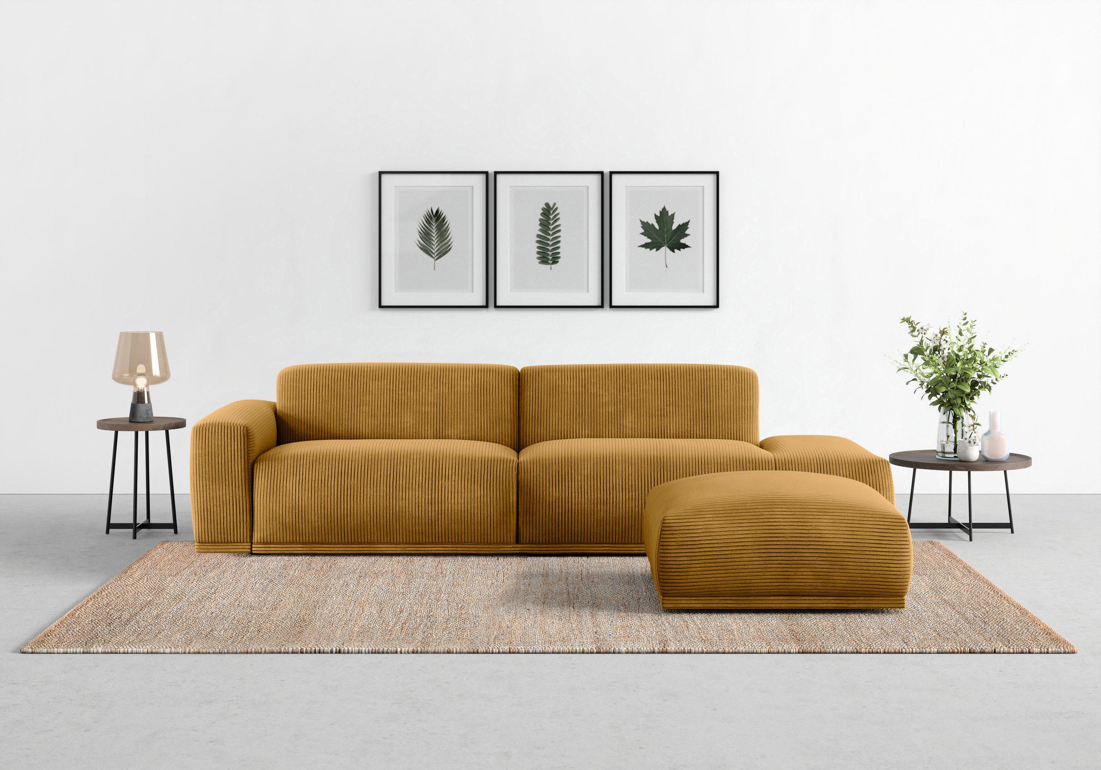 TRENDMANUFAKTUR Big-Sofa Braga, mit hochwertigem Kaltschaum, Megasofa, in Cord erhältlich, modernes Big-Sofa, Couch mit hohem Sitzkomfort, 277/72/107 cm (B/H/T)