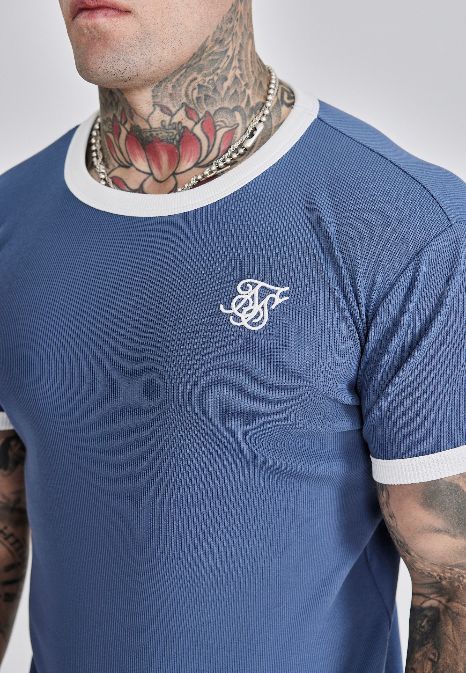 Siksilk T-Shirt SikSilk Herren Geripptes Ringer T-Shirt günstig online kaufen