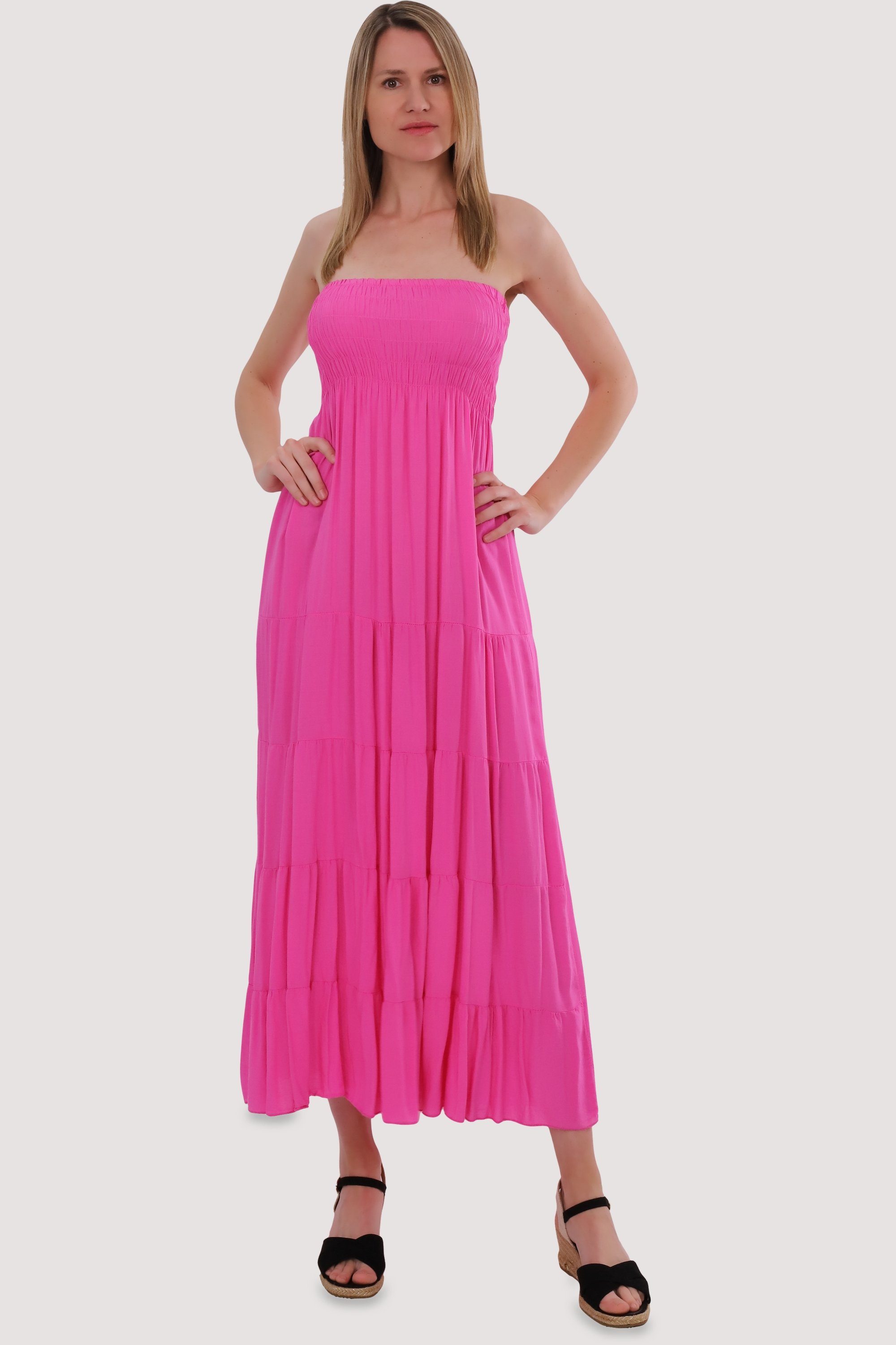 malito more than fashion Bandeaukleid 4635 figurumspielendes Sommerkleid Strandkleid Einheitsgröße rosa