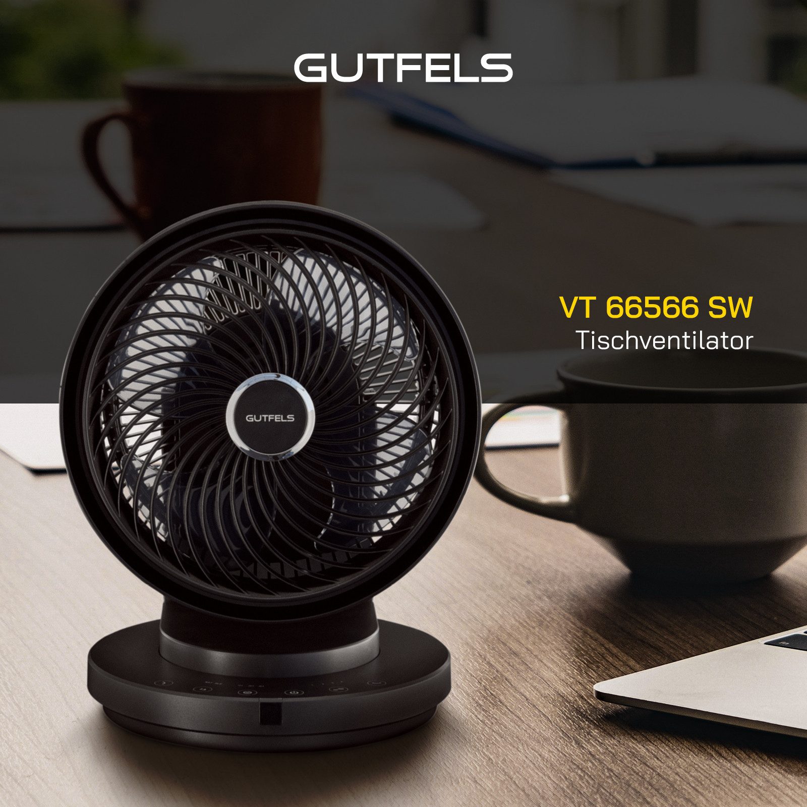 Gutfels Tischventilator VT 66566 sw, LED günstig online kaufen