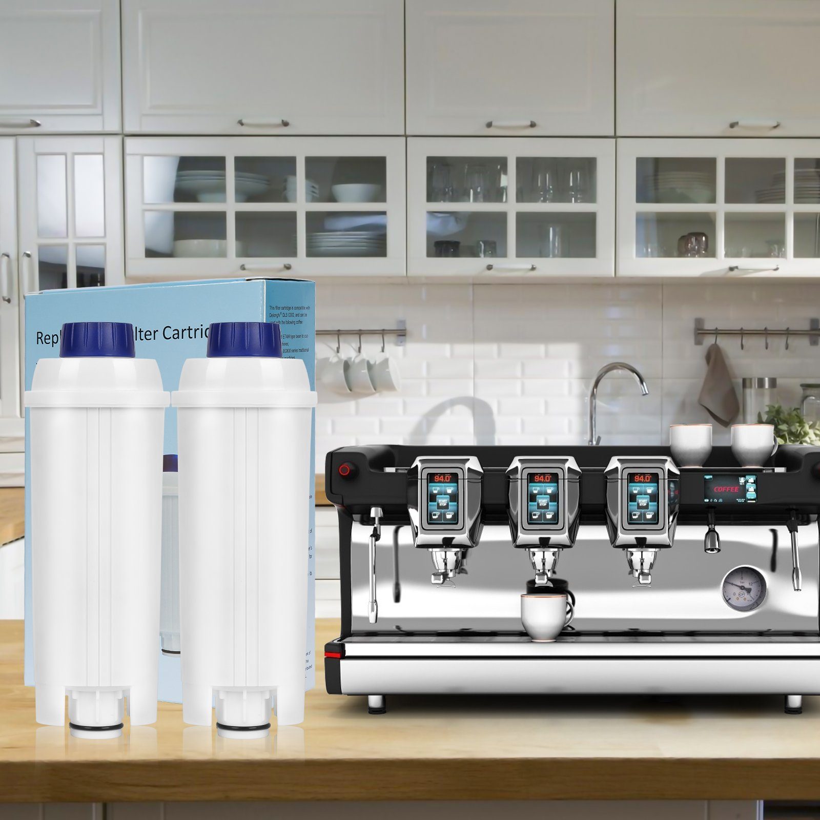 Clanmacy Wasserfilter 8x Zubehör DLSC002 EC800 ETAM ECAM Wasser Liter für DLSC002 kompatibel mit Delonghi Wasserfilter für für EC680 Aktivkohle Delonghi für 60