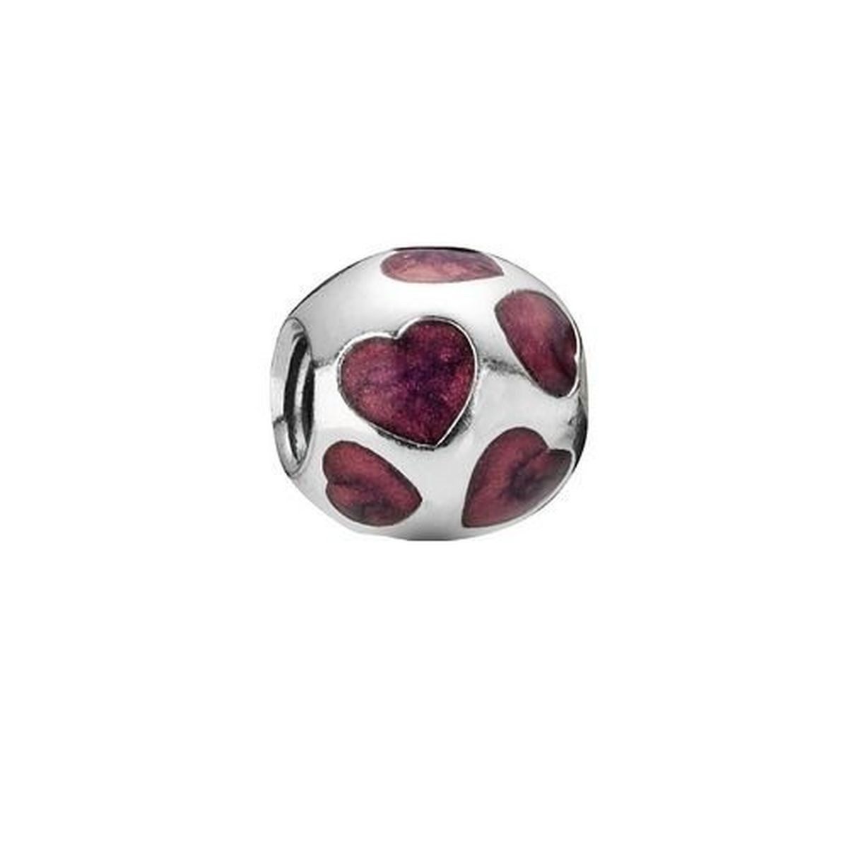 Pandora Charm-Einhänger Pandora Charm Lila Herzen Emaille Sterling-Silber 790543EN21