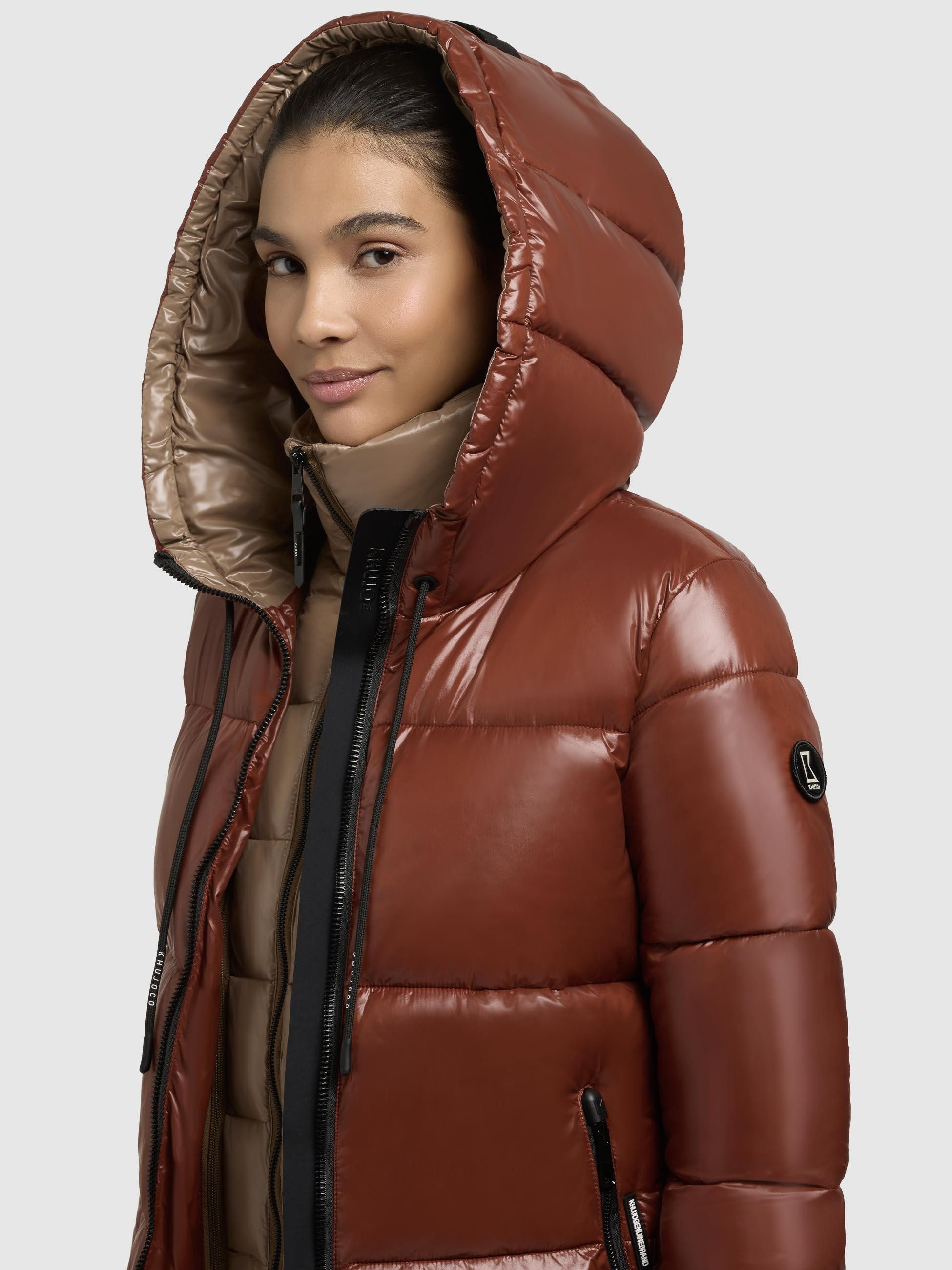 khujo Kurzmantel Grana-YM Glänzender kurzer gesteppter Damen Wintermantel