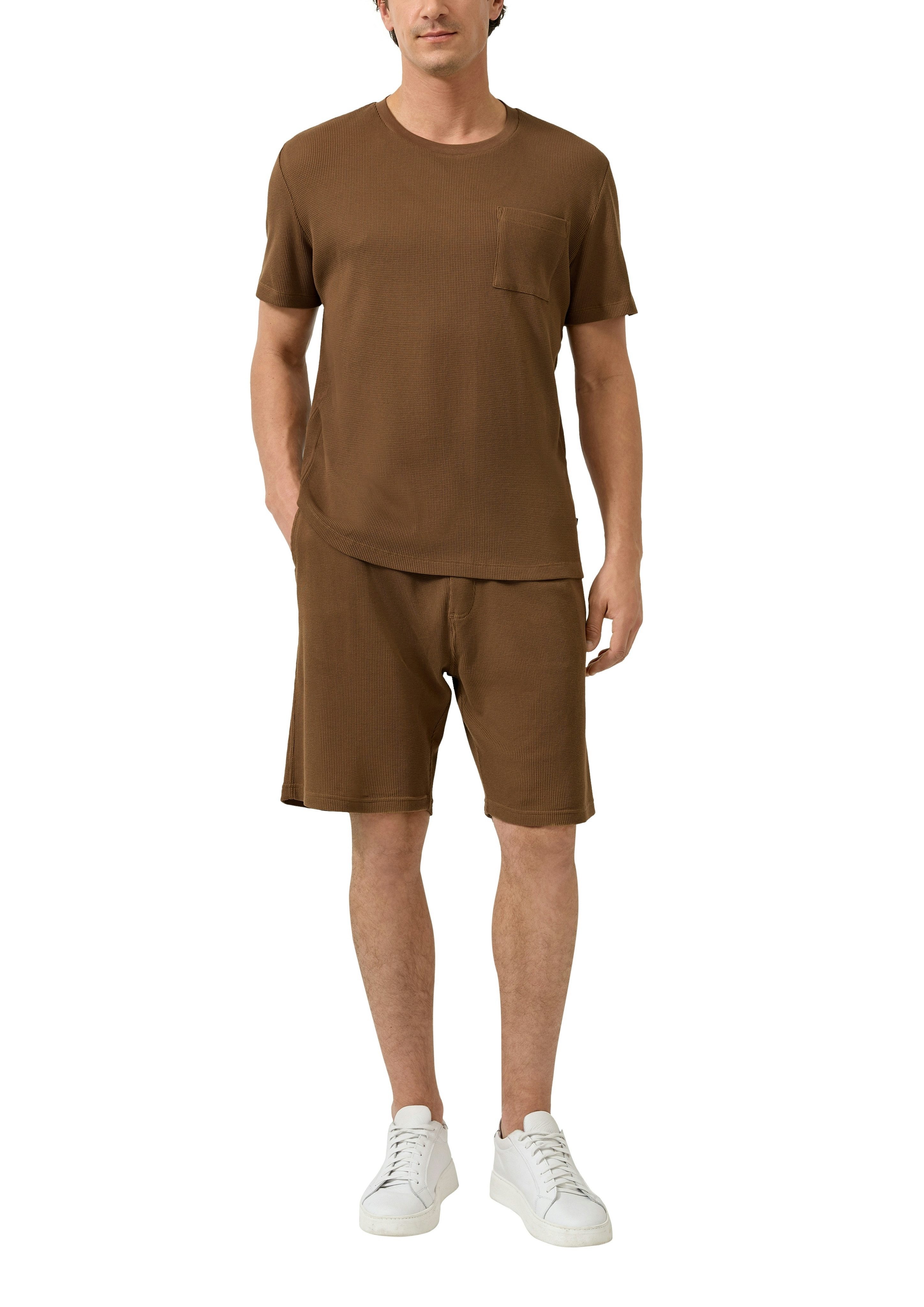 s.Oliver Rundhalsshirt Kurzarmshirt mit Brusttasche und Leinen – Bild 3 von 4
