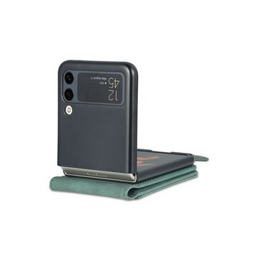 Wigento Handyhülle Für Samsung Galaxy Z Flip4 5G Kunstleder / Kunststoff Handy Tasche Hülle Etuis Grün