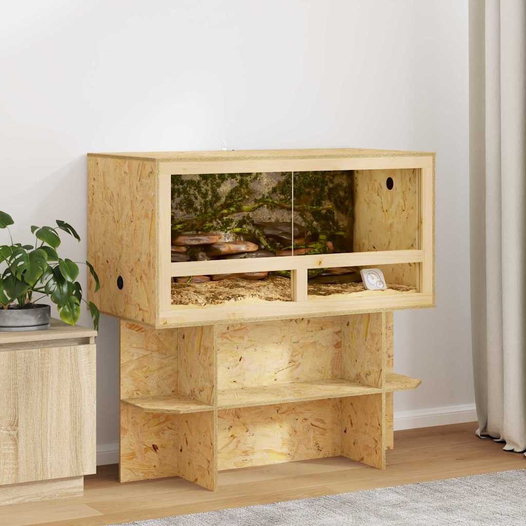 furnicato Terrarium OSB Basis 100 x 50 x 50 cm Braun für Innenbereich, Stabiler Terrarienschrank mit Regalböden und matter Oberfläche