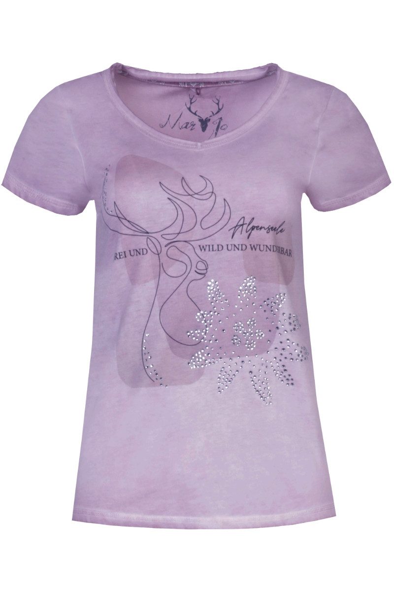 MarJo Trachtenshirt Trachtenshirt Damen - SONJA - flieder, schnee günstig online kaufen