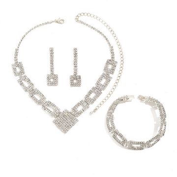 ANLÜDE Schmuckset Damen-Halskette Armband Ohrringe Set, Abschlussball, Hochzeitsschmuck (4-tlg)