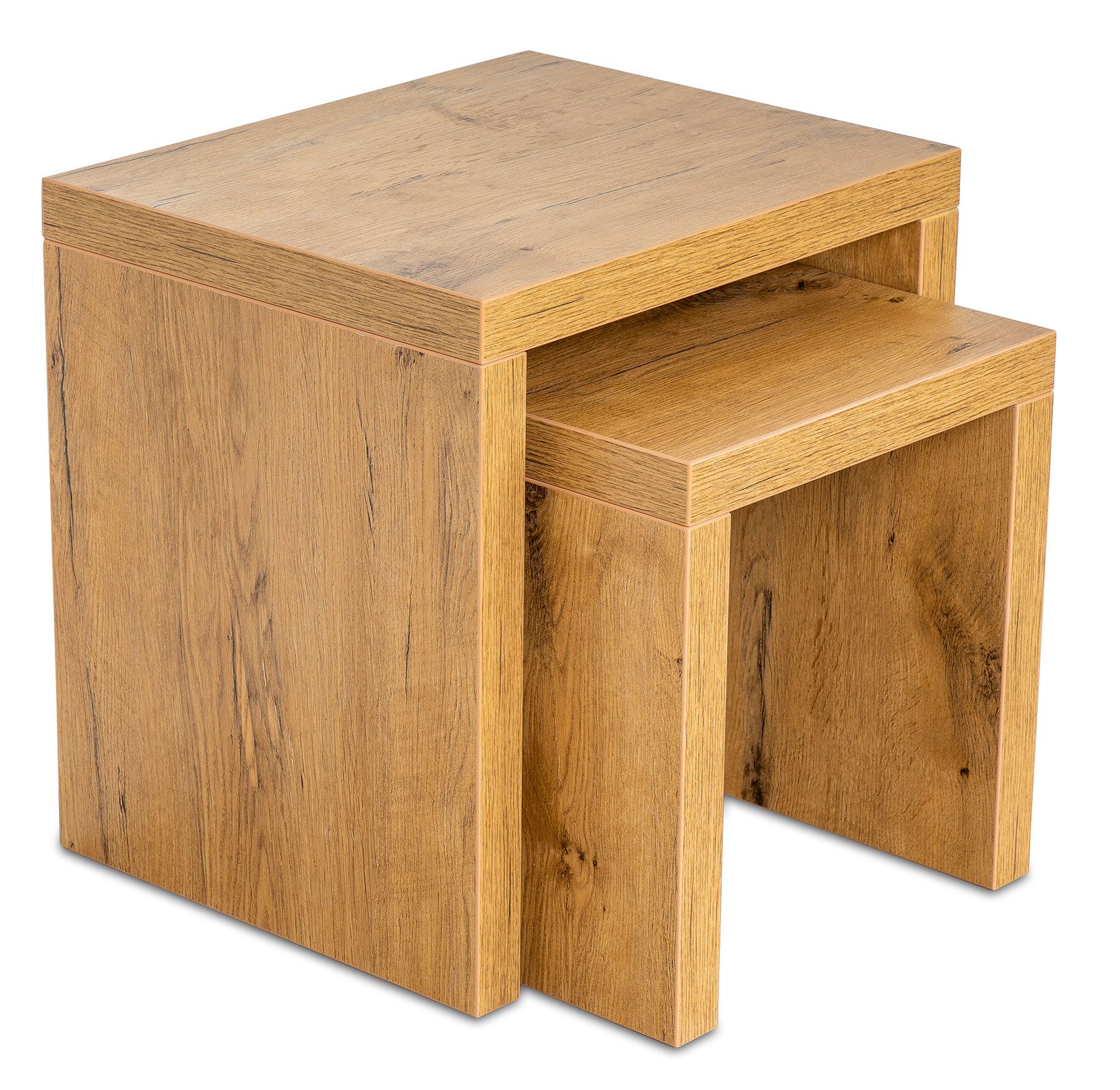 Levandeo® Couchtisch, 2 Satztisch Wildeiche Eiche Deutsche Herstellung Couchtisch fest