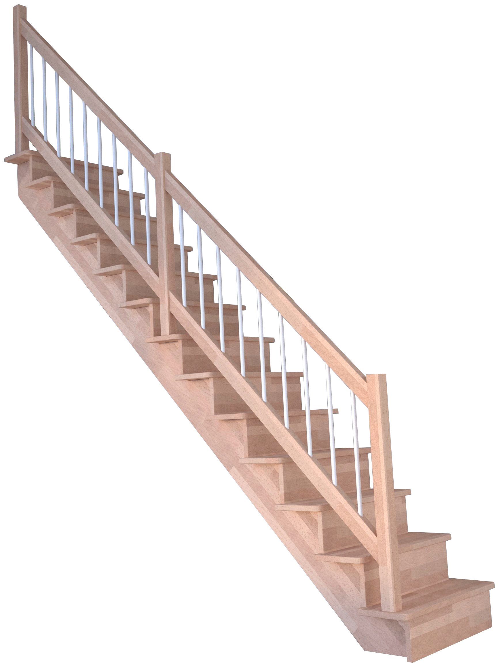 Geschosshöhen Durchgehende 300 cm, Lindos, Holz-Edelstahl Weiß, bis Massivholz geschlossen, Starwood Systemtreppe für Stufen Wangenteile