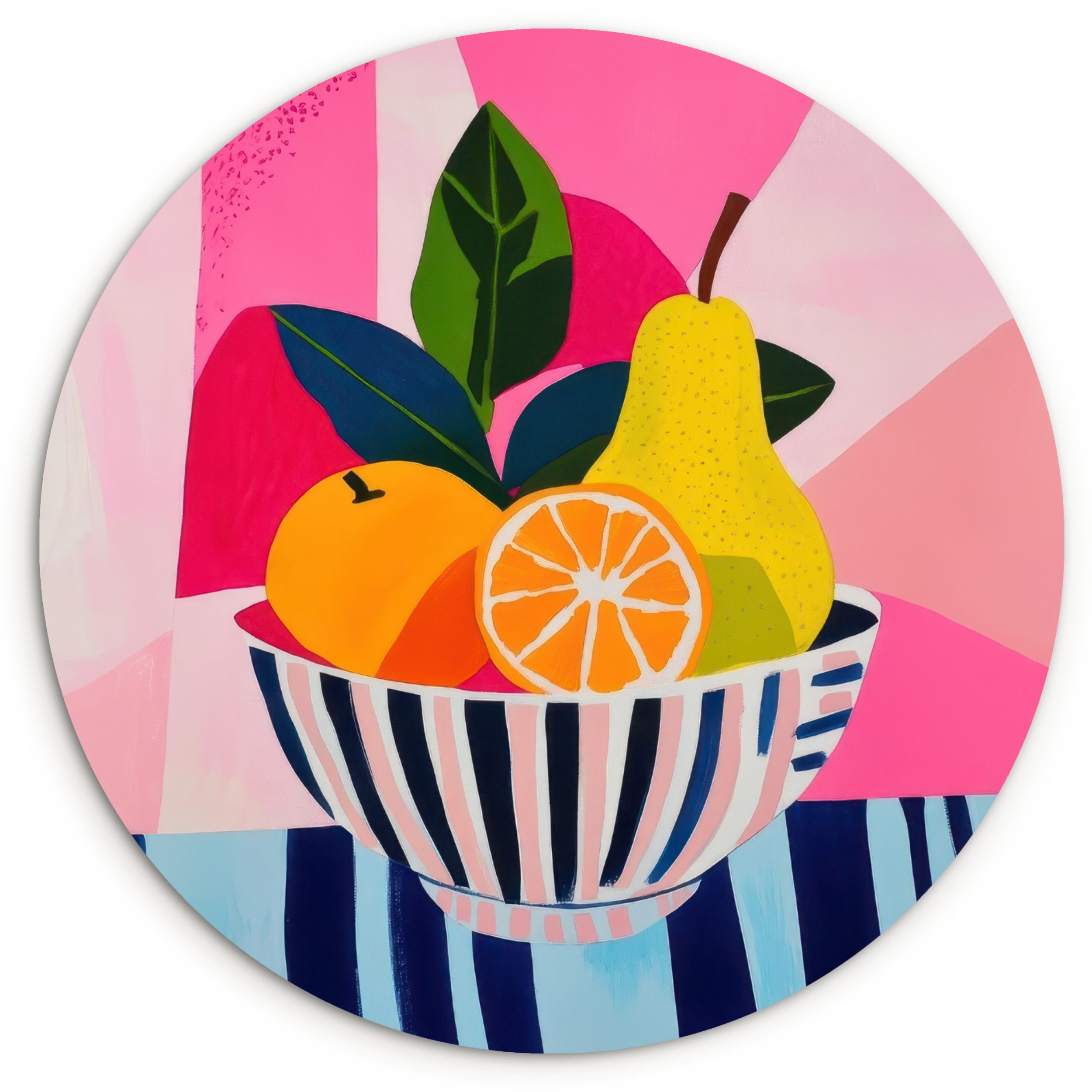 MuchoWow Gemälde Obst - Abstrakter Hintergrund - Rosa, Fotodruck (1 St), Kreis Wanddekoration, Rundes Wandbild, 30x30 cm