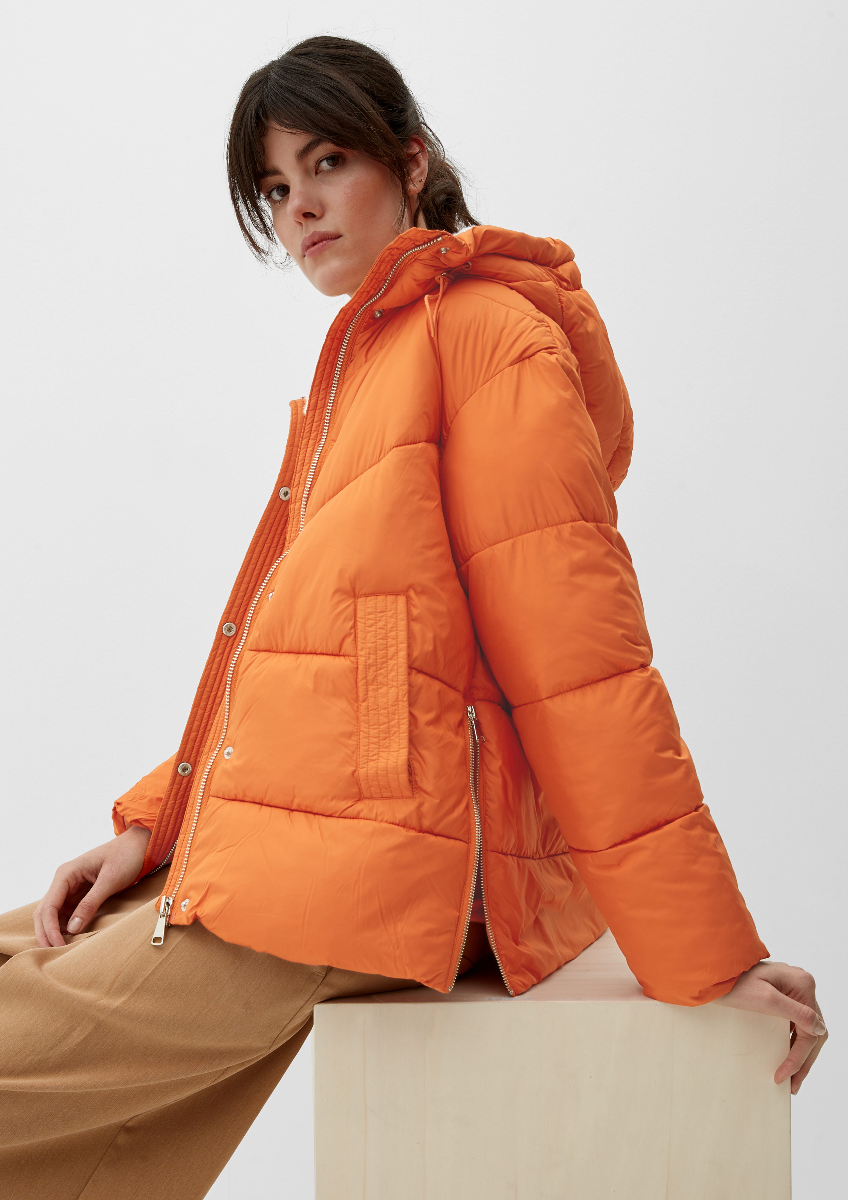 Outdoorjacke s.Oliver Pufferjacket light wattierte Warm orange