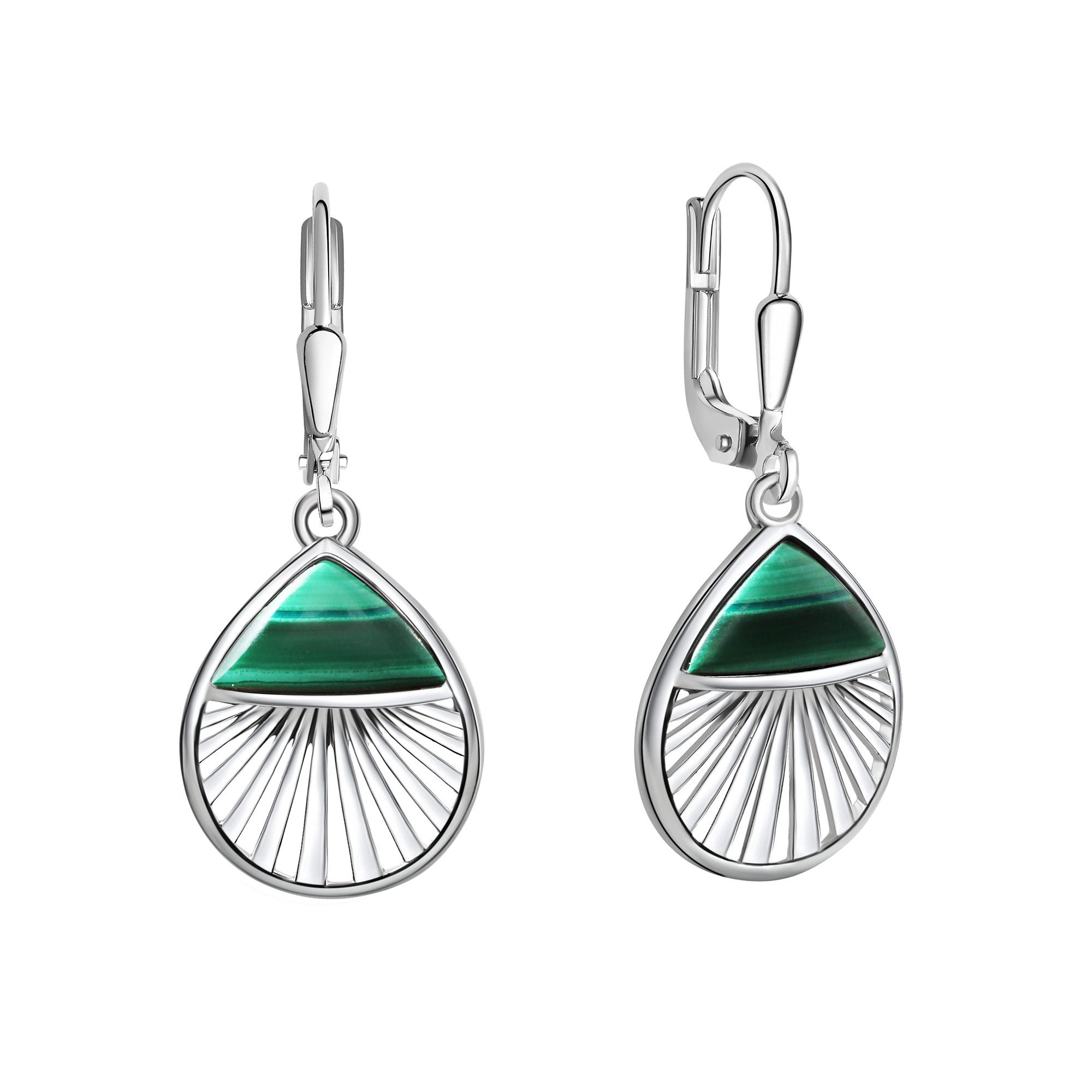 Zeeme Paar Ohrhänger 925/- Sterling Silber rhodiniert Malachit günstig online kaufen