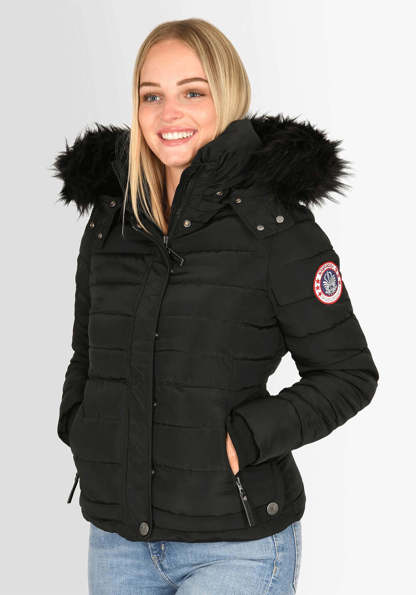 Navahoo Steppjacke Chloe hochwertige Winterjacke mit abnehmbarer Kapuze