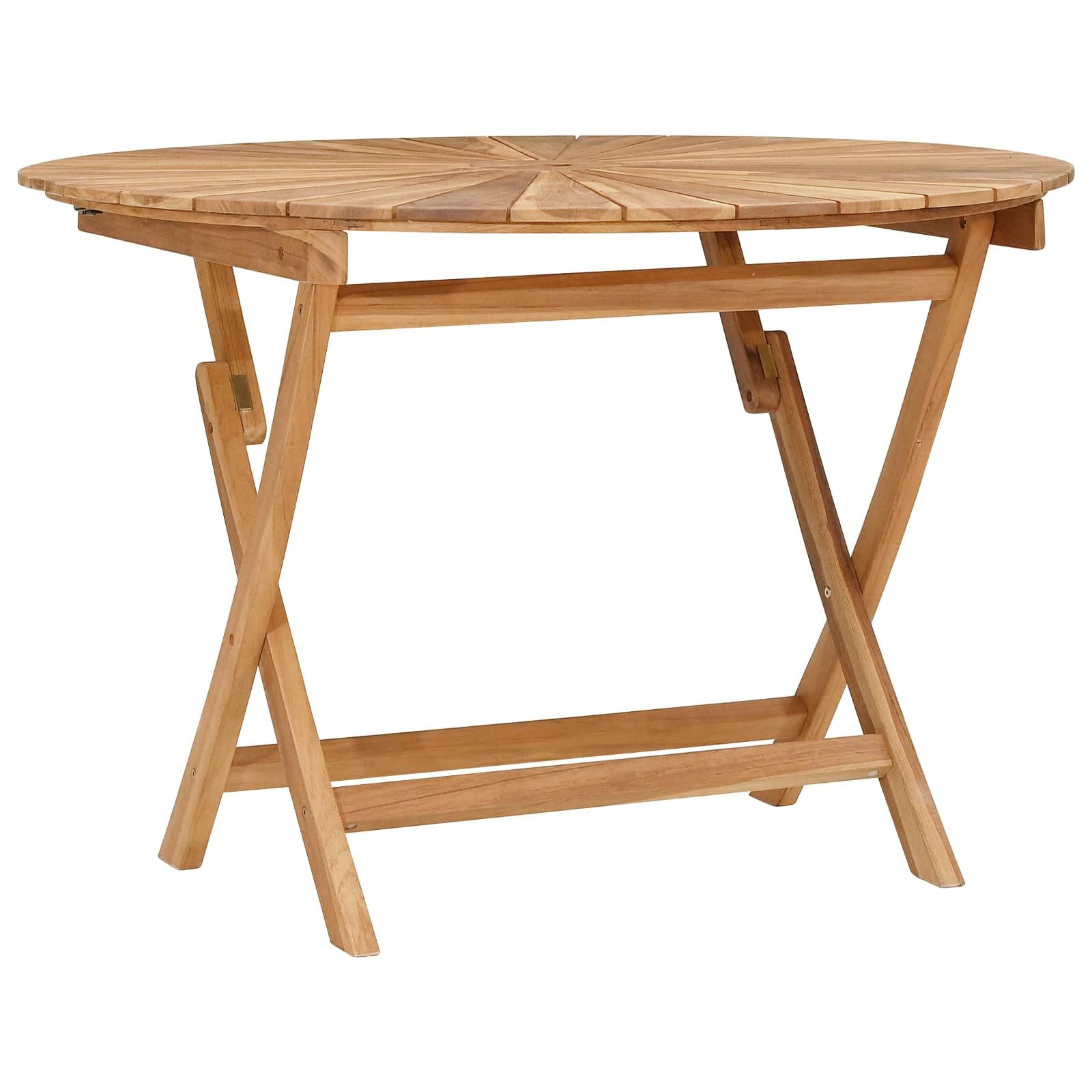 vidaXL Gartentisch Klappbarer Gartentisch Natur Ø 110 x 75 cm Massivholz (1-St)