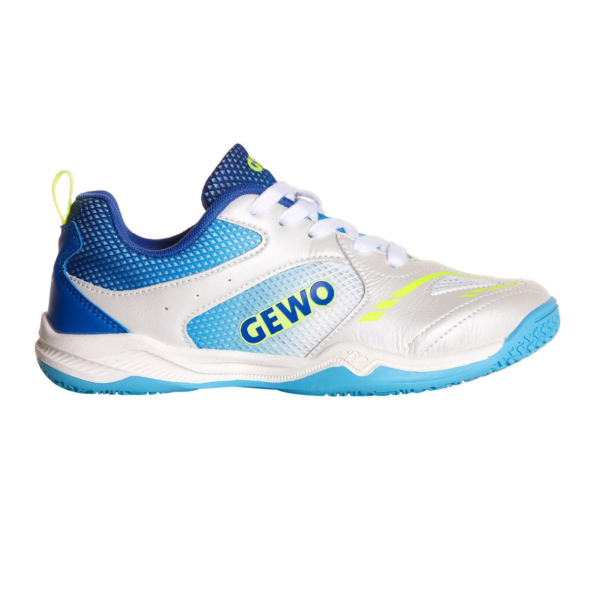 Gewo Tischtennis Schuhe Junior Flex, Indoor Hallenschuh, weiß-blau Trainingsschuh Tischtennisschue Kinder