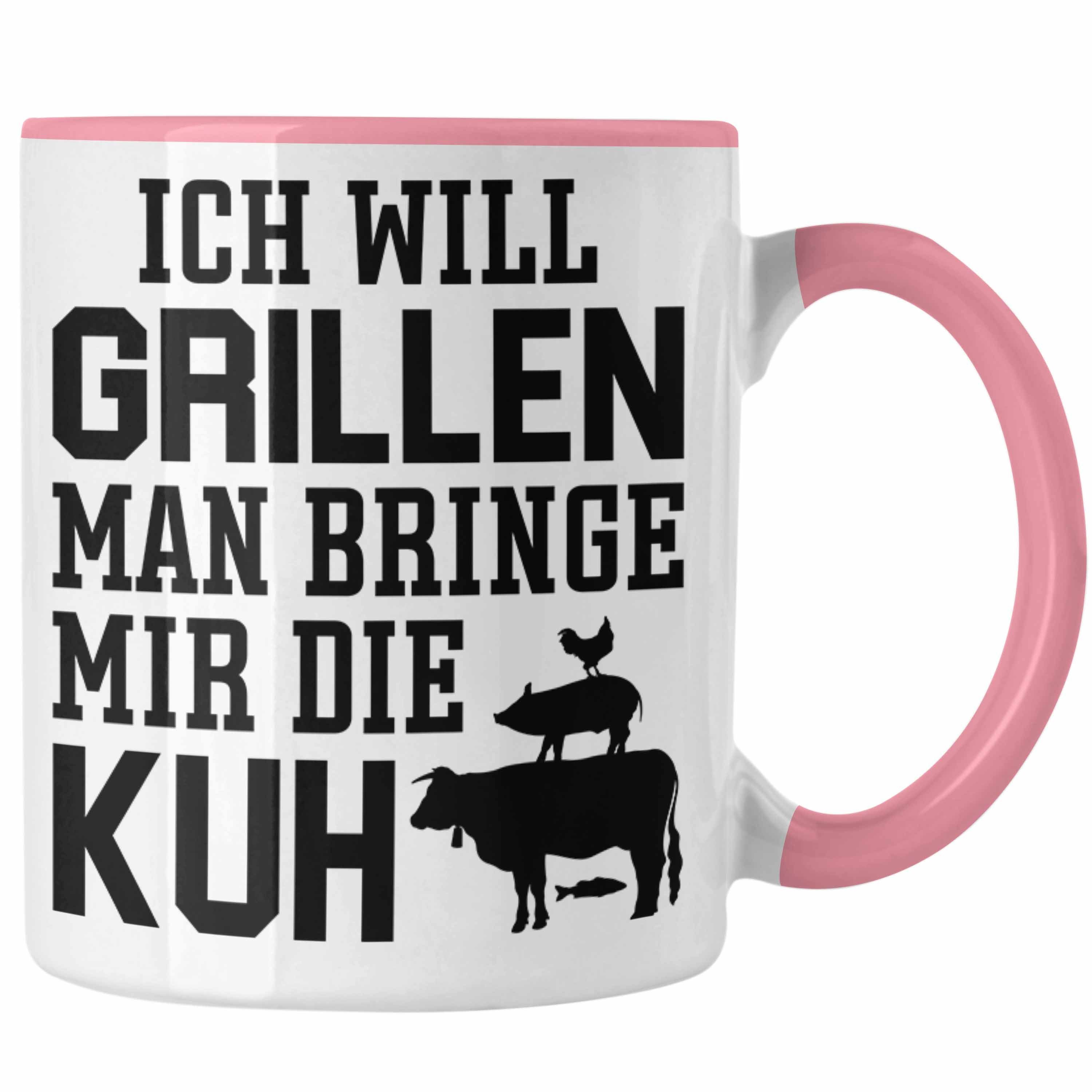 Trendation Tasse Trendation - Grill Tasse Geschenk Männer Steak Liebhaber Grillen Geschenkidee Vater Rosa