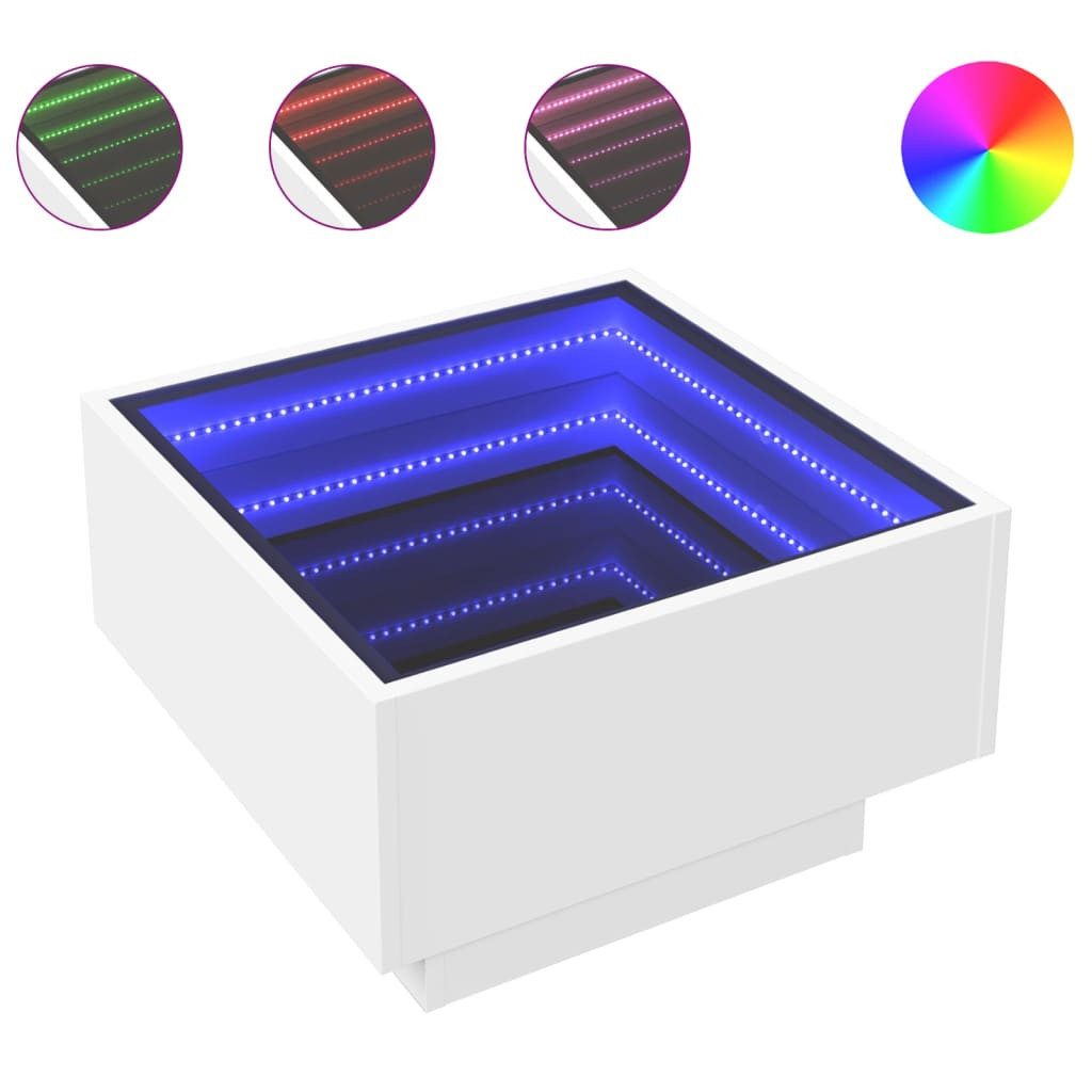 vidaXL Couchtisch, LED-Couchtisch Weiß 50x50x30 cm günstig online kaufen