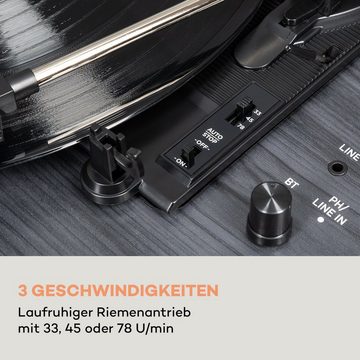 Auna »auna TT-Classic Chrono Plattenspieler Staubschutz Bluetooth inkl. Lautsprecher 33/45/78 U/min« Plattenspieler (Riemenantrieb, Bluetooth, Schallplattenspieler mit Lautsprecher Vinyl Plattenspieler)
