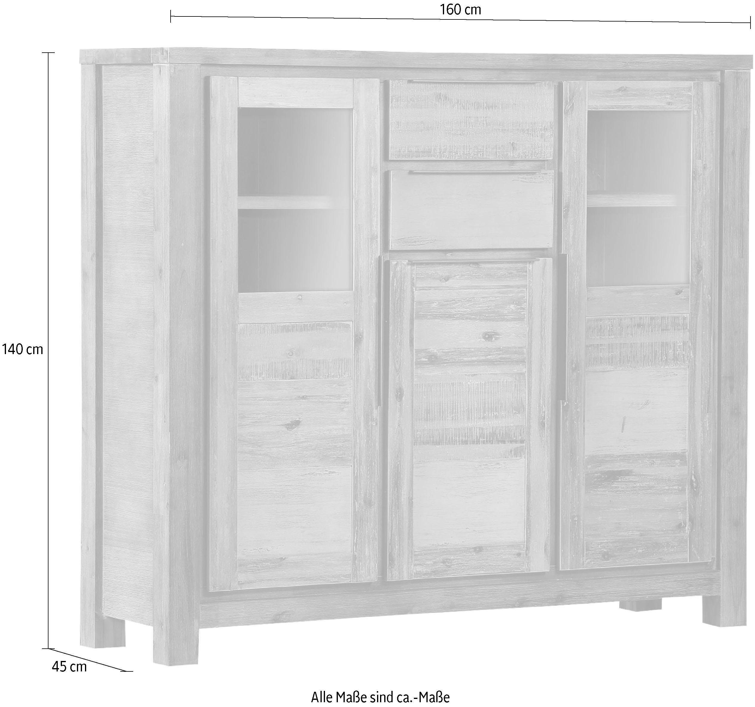 Gutmann Factory Highboard Tulsa, Vitrine, Höhe 140 cm