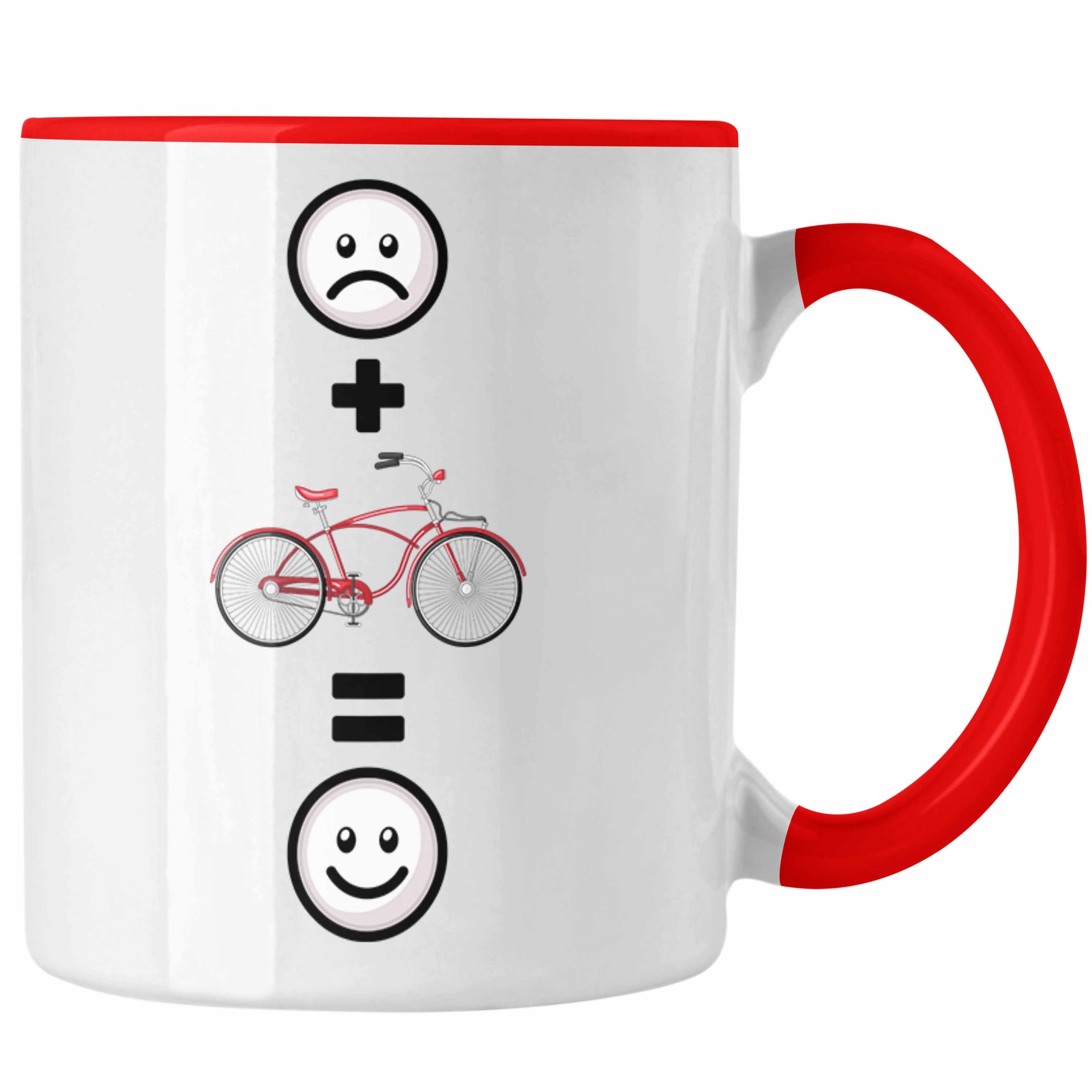 Trendation Tasse Fahrrad Tasse Geschenk für Fahrradfahrer Lustige Geschenkidee :(Fah Rot