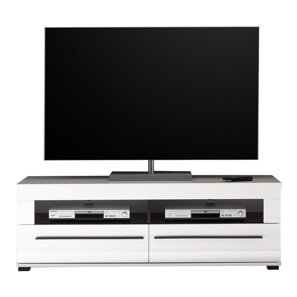 Lomadox Lowboard COLORADO-61, TV- in Hochglanz weiß Hifi-Rack mit 2 Schüben BxHxT: 140x47x42cm