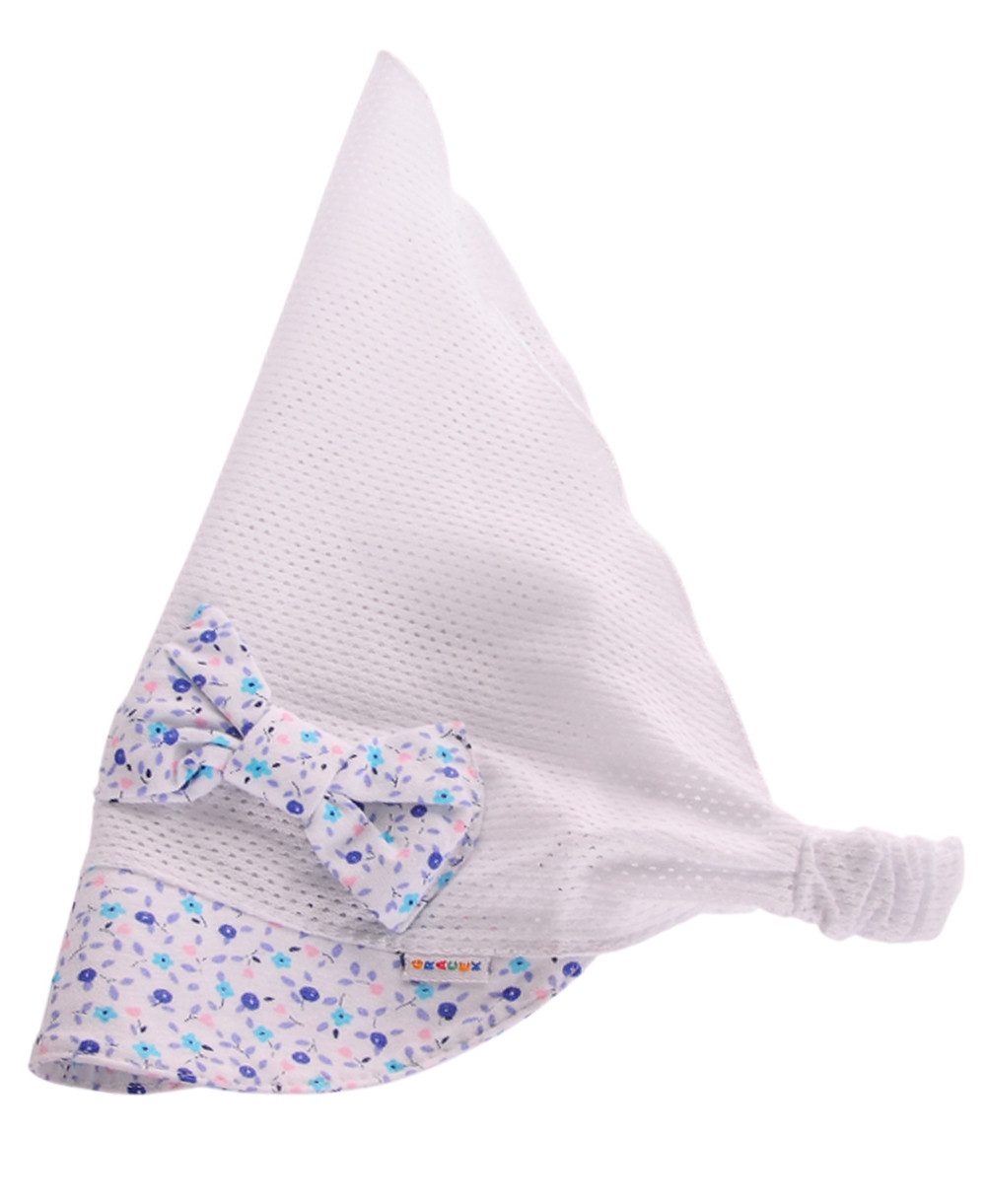 La Bortini Kopftuch Baby Kopftuch Sommer Mütze Kopfbedeckeung in Weiß blau, atmungsaktiv, weich, mit Blumen Muster, sommerlich, leicht
