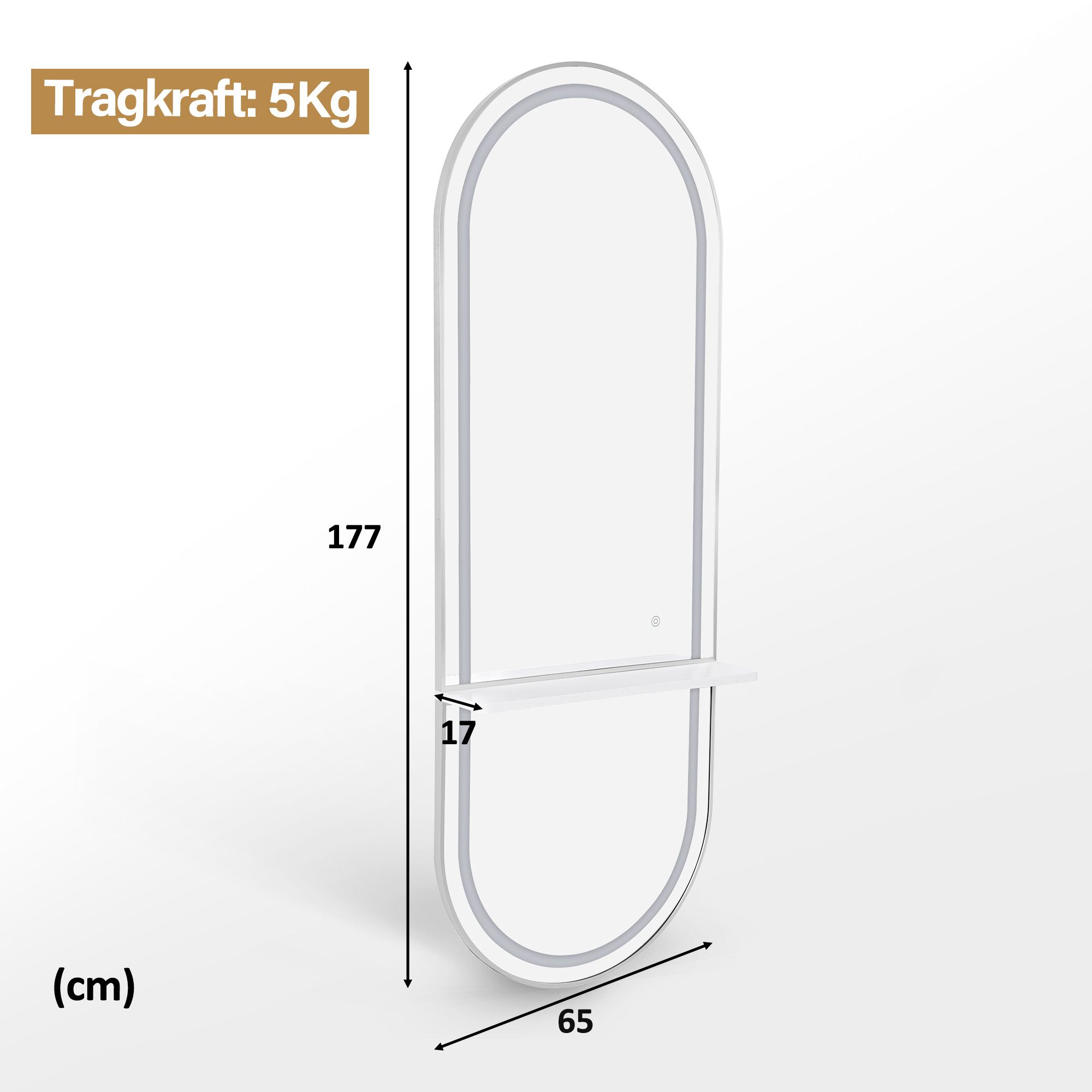 Barberpub Wandspiegel BarberPub Wandspiegel mit Beleuchtung, Ganzkörperspiegel J6270/J6271, mit Aluminiumrahmen, Touch-Schalter, 3 Lichtfarben Dimmbar