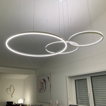 s.luce Pendelleuchte LED Hängeleuchte Ring 40 direkt oder indirekt Aluminium, Warmweiß