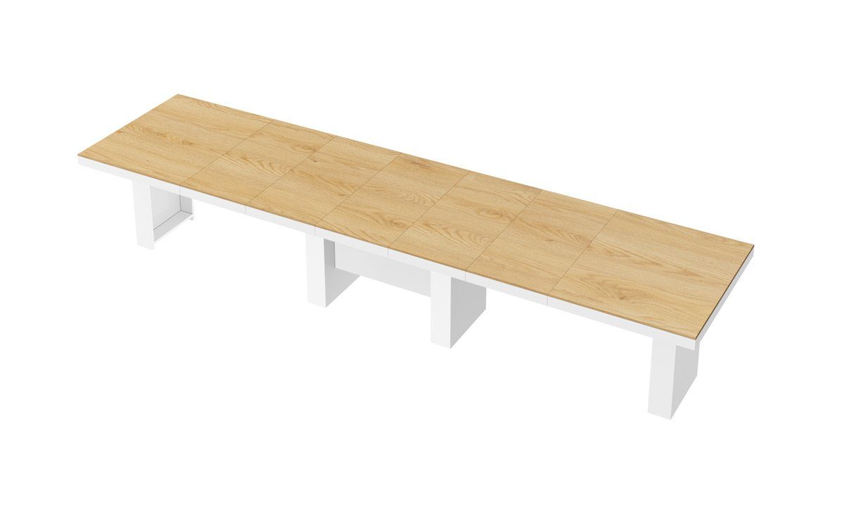 designimpex Esstisch Design Esstisch Tisch bis Hochglanz XXL - ausziehbar Eiche HLA-111 Weiß Hochglanz 400 cm 160 Natur