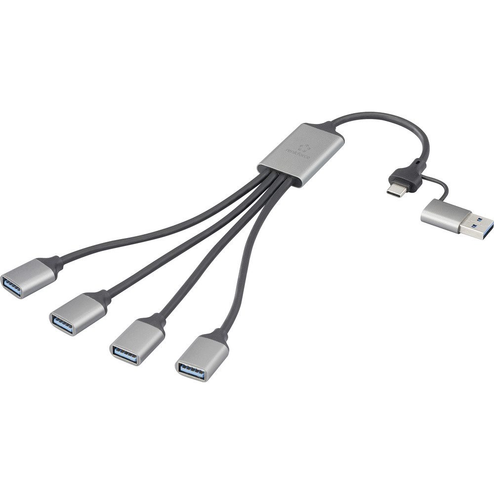 Renkforce USB-Verteiler Renkforce RF-6861934 USB-Hub 4 Port USB-A USB 3.0 5 GBit/s mit Alumini