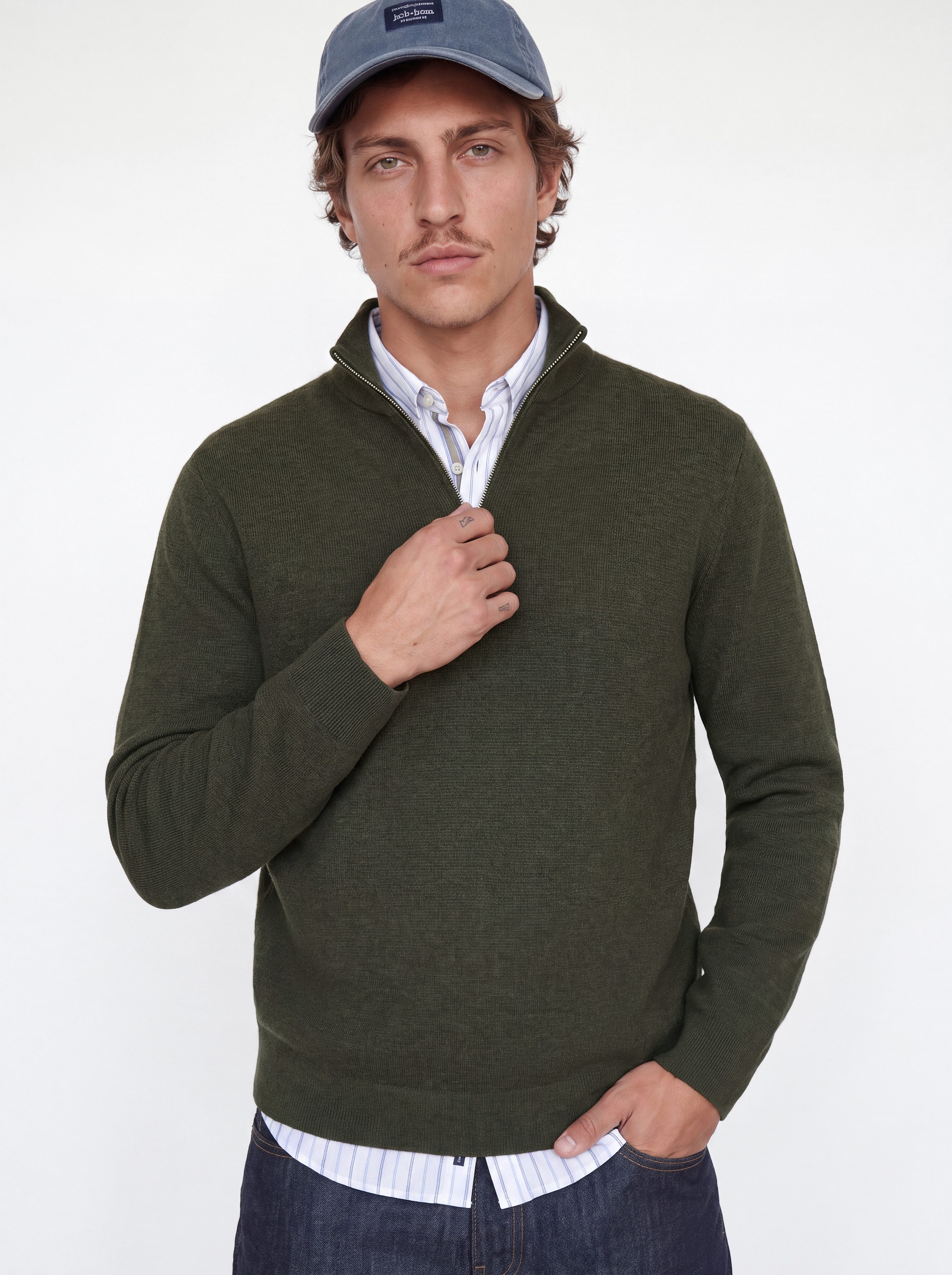 Jack & Jones Troyer JPRBLAMILANO STITCH KNIT HALF ZIP SN Baumwolle, relaxed fit – Bild 2 von 5