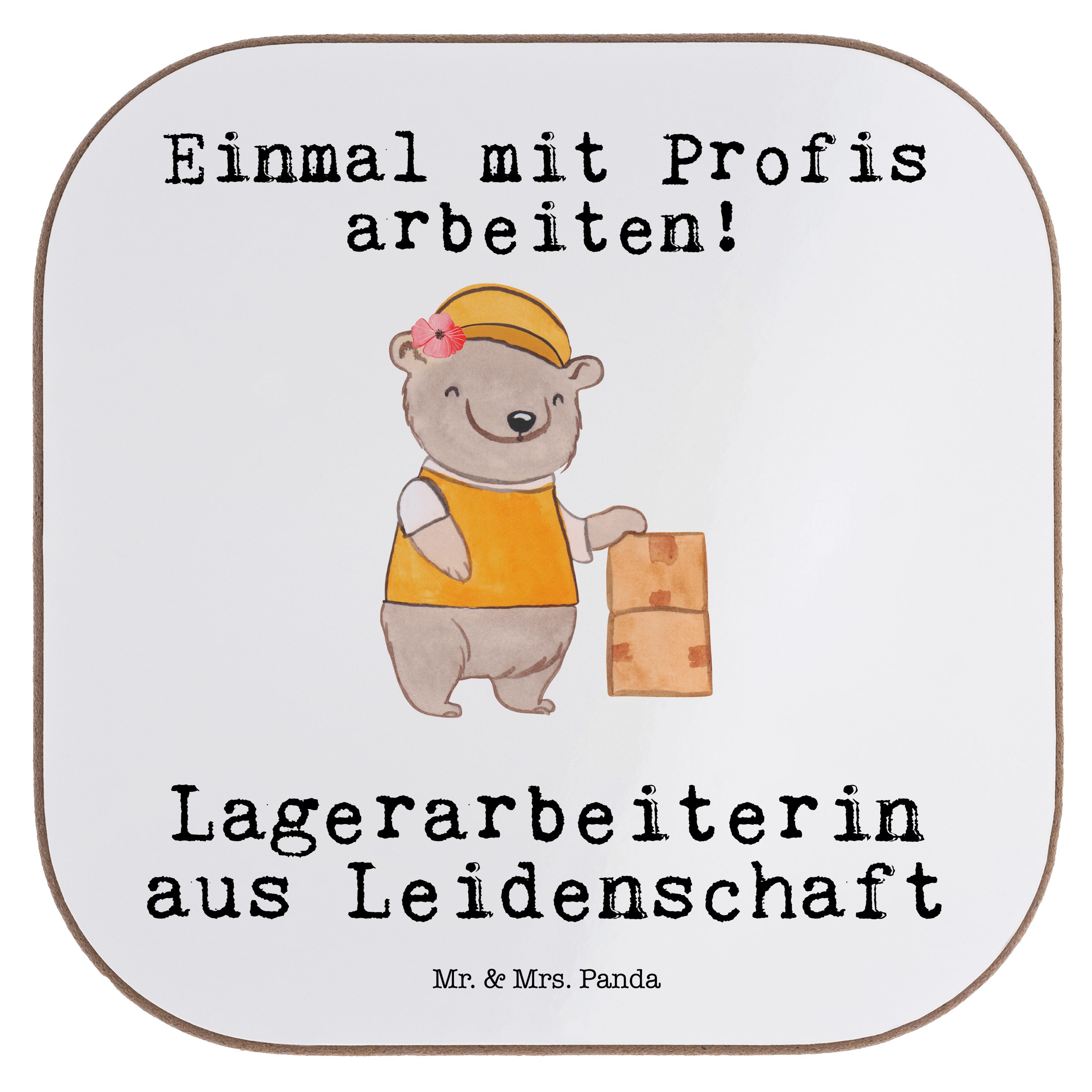 & Panda Bierdeckel, Schen, aus Leidenschaft - Mrs. Lagerarbeiterin Mr. 1-tlg. Weiß Getränkeuntersetzer - Geschenk,