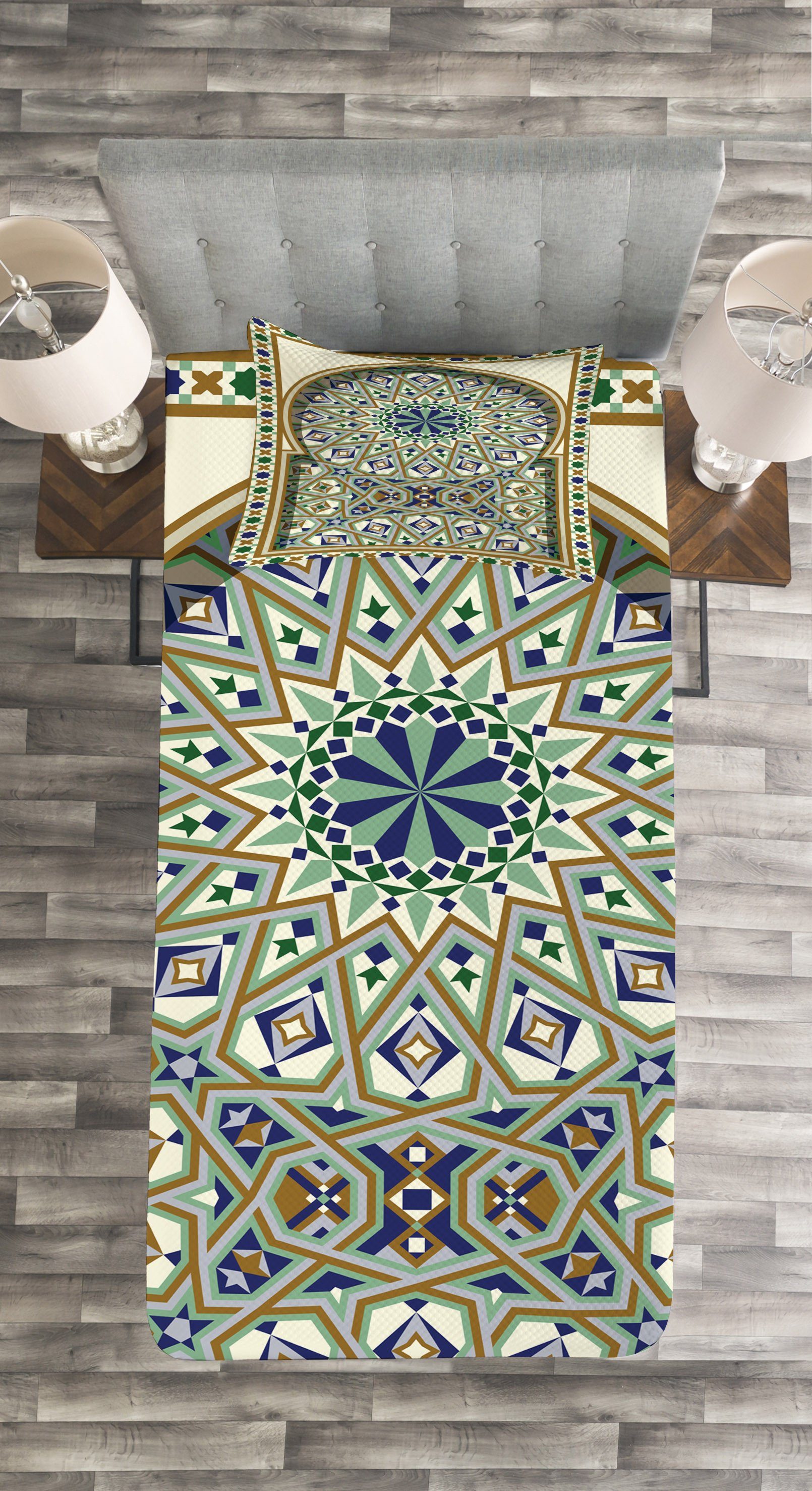 Waschbar, Set Abakuhaus, mit Türkisch-Muster Tagesdecke Kissenbezügen Bogen