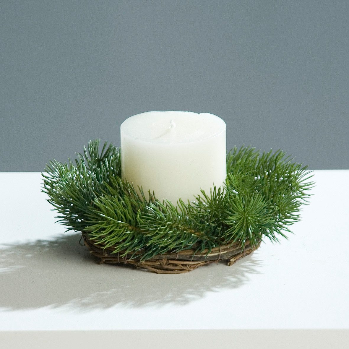 Winterliche Kunstpflanze Tannen-Kerzenring ca. 16cm Tannenkranz, günstig online kaufen