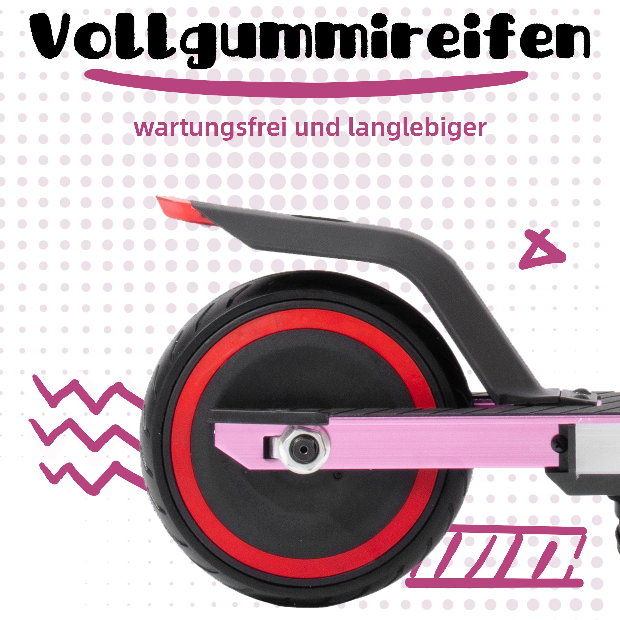 Vankel Cityroller mit Lenksäulenlicht, Bunte Lichtstreifen, E-Scooter Kinder, klappbar, 150 W, 20 km/h, (E-Bremse + Fußbremse, LED-Display, Aluminiumrahmen), ab 6 Jahren, Elektro-Kinderroller bis zu 8 km, belastbarkeit 50kg