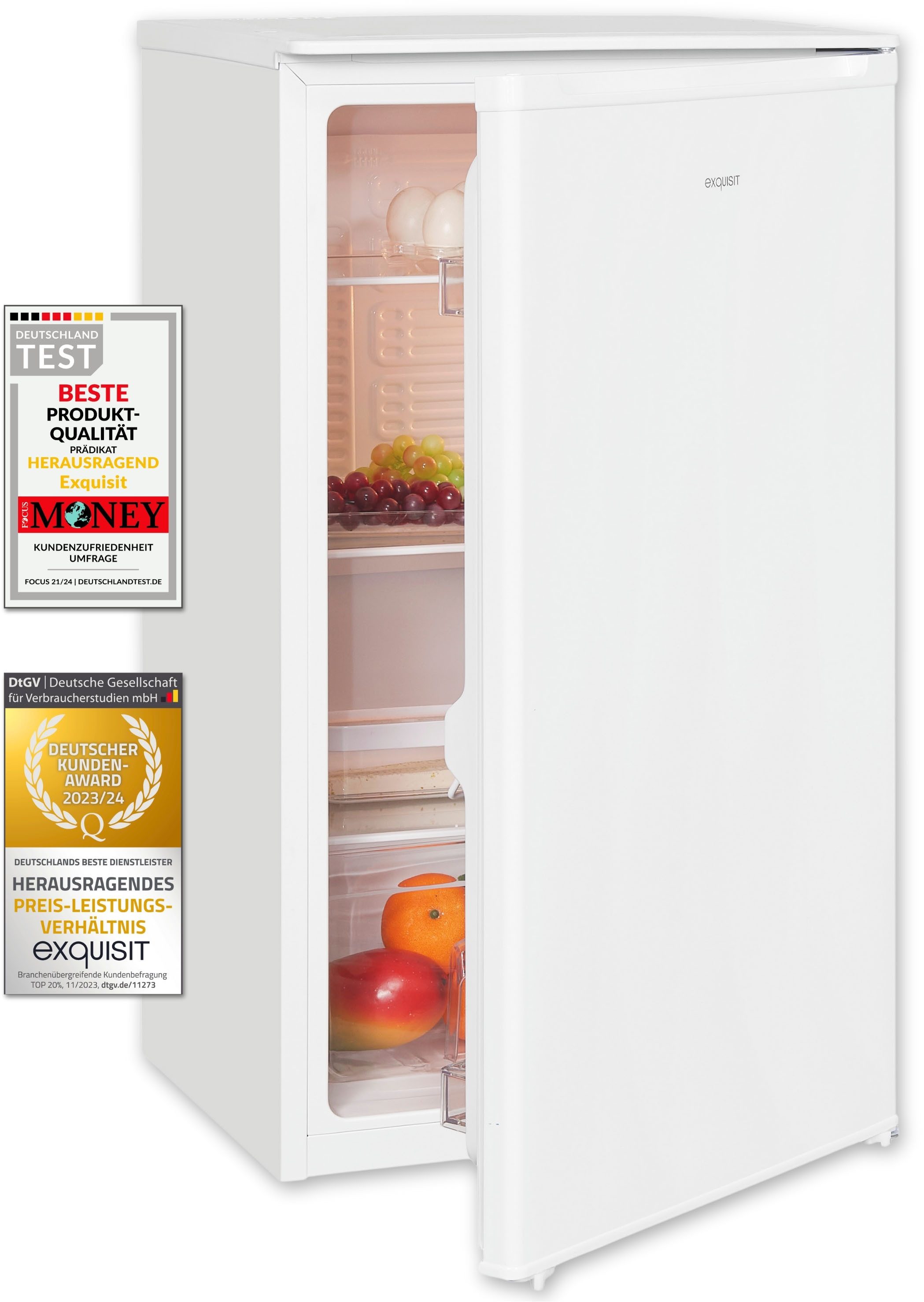 exquisit Kühlschrank KS116-V-041E weiss, Kompakt, effizient und perfekt gekühlt für maximale Frische