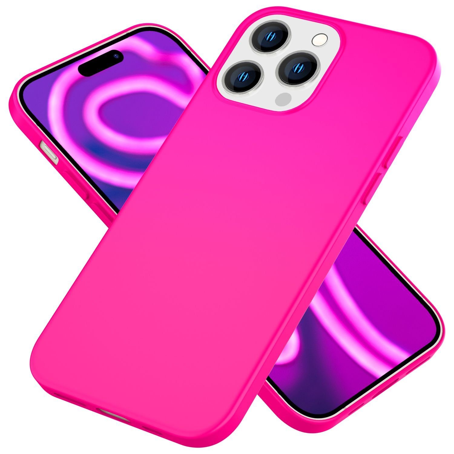 Nalia Smartphone-Hülle Apple iPhone 15 Pro Max 17 cm (6,7 Zoll), Neon Silikon Hülle / Bunte Farben / Slim Case / Anti-Fingerprint Cover