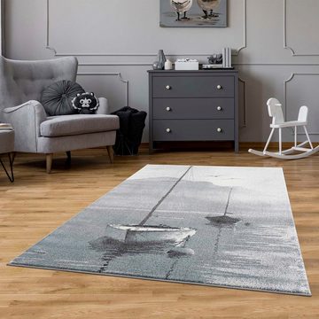 Teppich Savanna 9368, Carpet City, rechteckig, Höhe: 11 mm, Flachflor, mit Segelboot, Grau