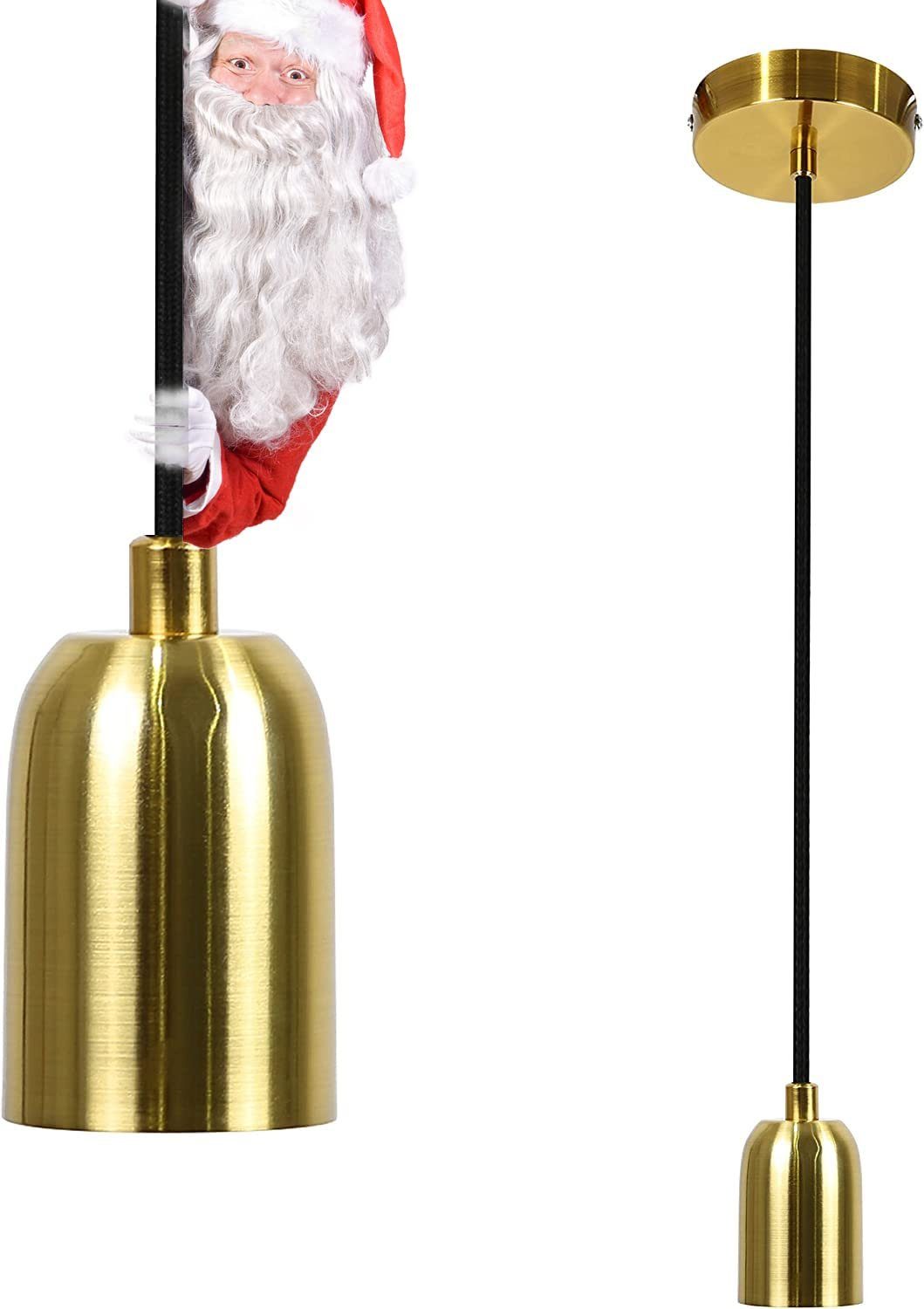 Nettlife Pendelleuchte Vintage E27 Hängefassung 1.3M Kabel Weihnachten Deko, Höhenverstellbar, ohne Leuchtmittel, für Wohnzimmer Esszimmer Küche Gold-b