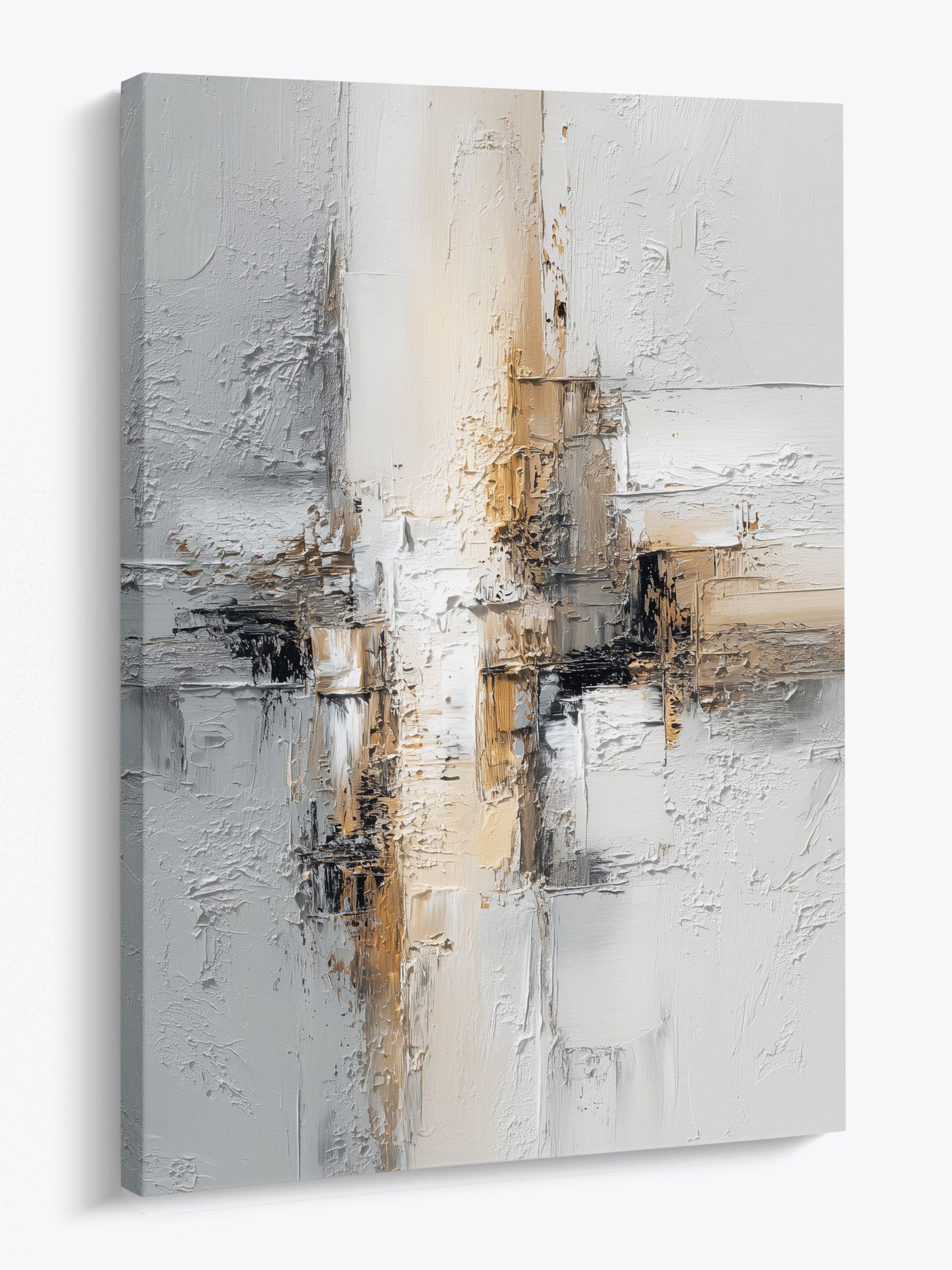 artissimo Leinwandbild Bild auf Leinwand 50x70 cm Wandbild - moderne Kunst grau beige, Abstrakte Malerei: Struktur II