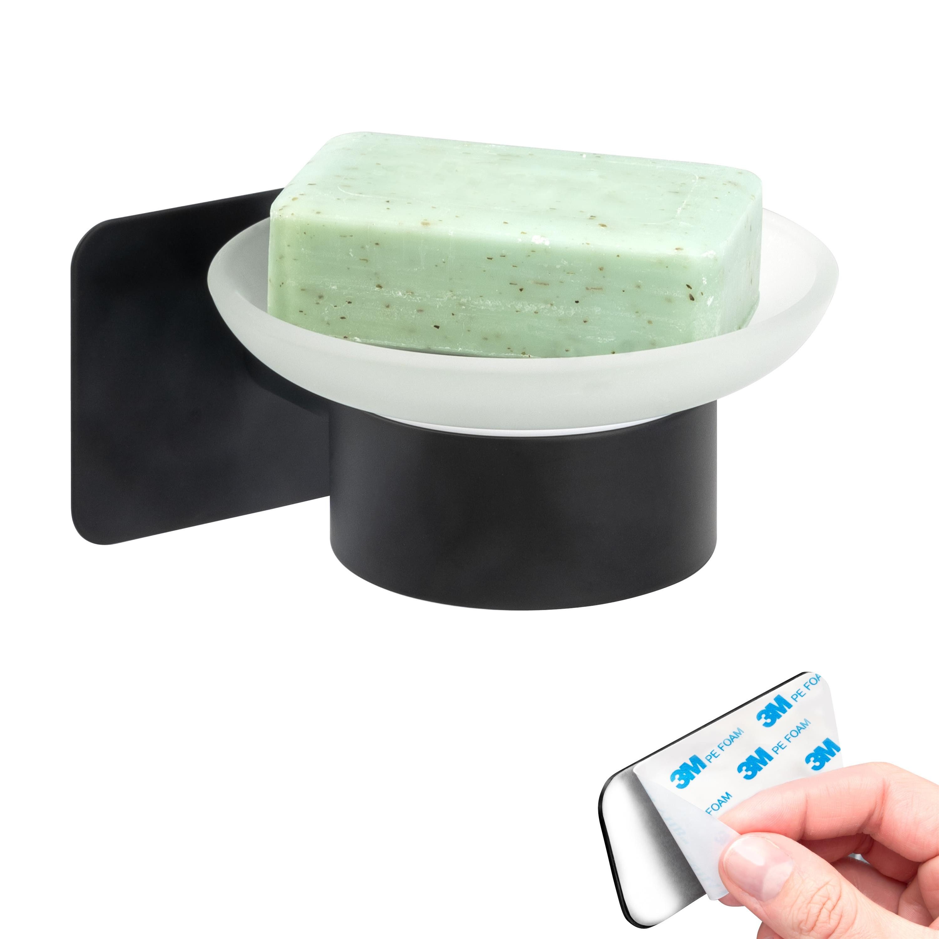 bremermann Seifenschale Bad-Serie PIAZZA BLACK TAPE - mit Klebepad, schwarz, Breite: 11 cm, 1-St.