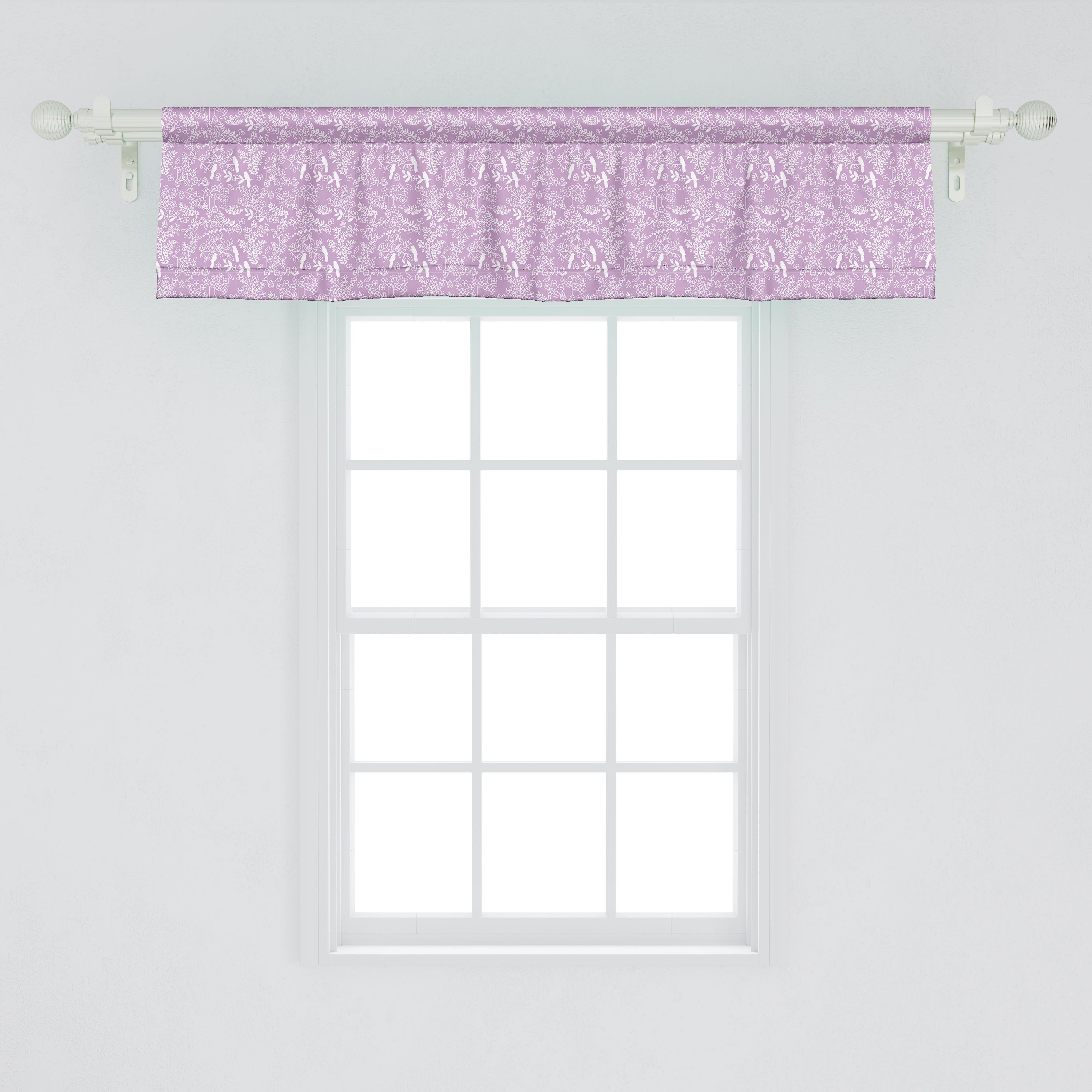 Scheibengardine Vorhang Volant für Hasen Frühlings-Blätter Dekor Ostern Stangentasche, Eier Abakuhaus, Microfaser, mit Küche Schlafzimmer