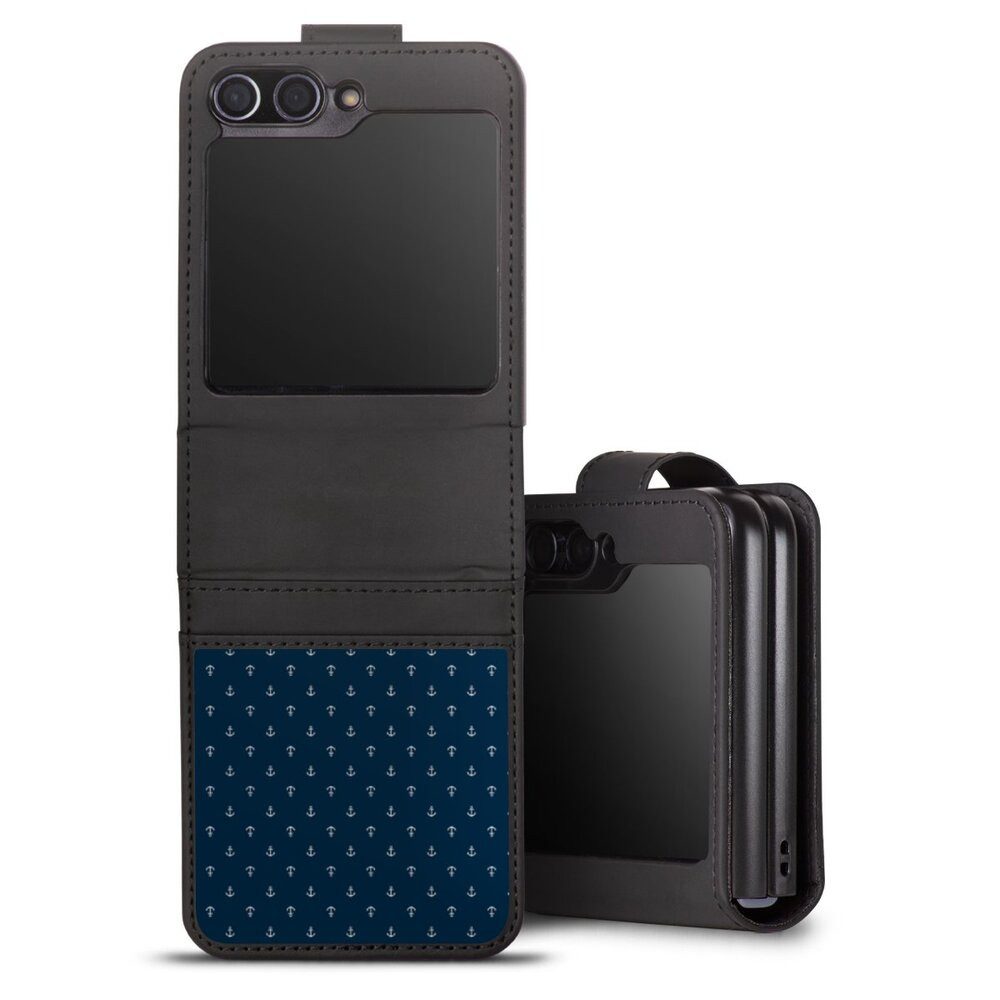 DeinDesign Handyhülle Anker Segeln Muster Anchors Dark, Samsung Galaxy Z Flip 5 Hülle Handy Flip Case Wallet Cover