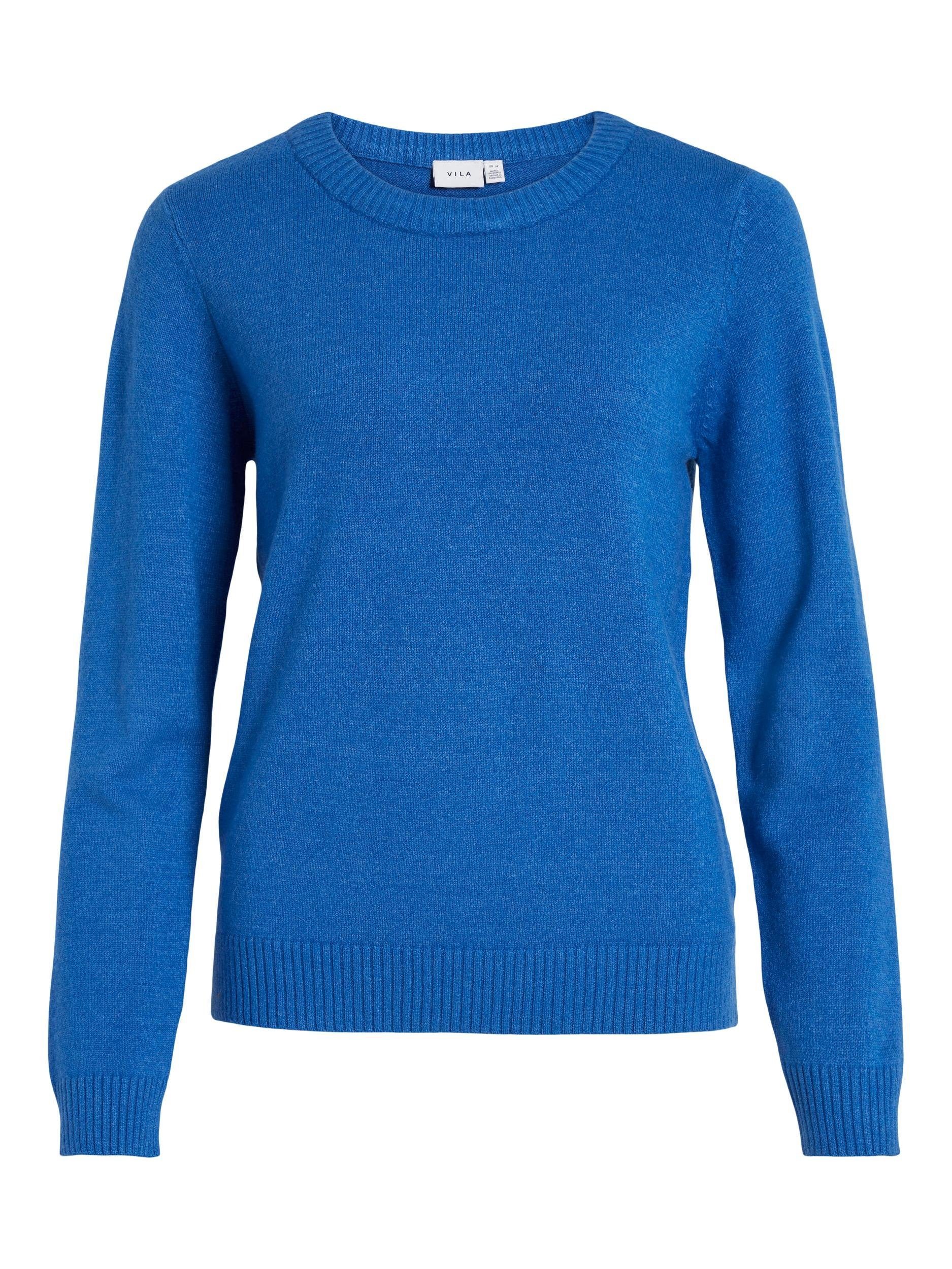 MELANGE Lapis TOP Vila - Detail:DARK L/S Blue KNIT Rundhalspullover O-NECK VIRIL NOOS