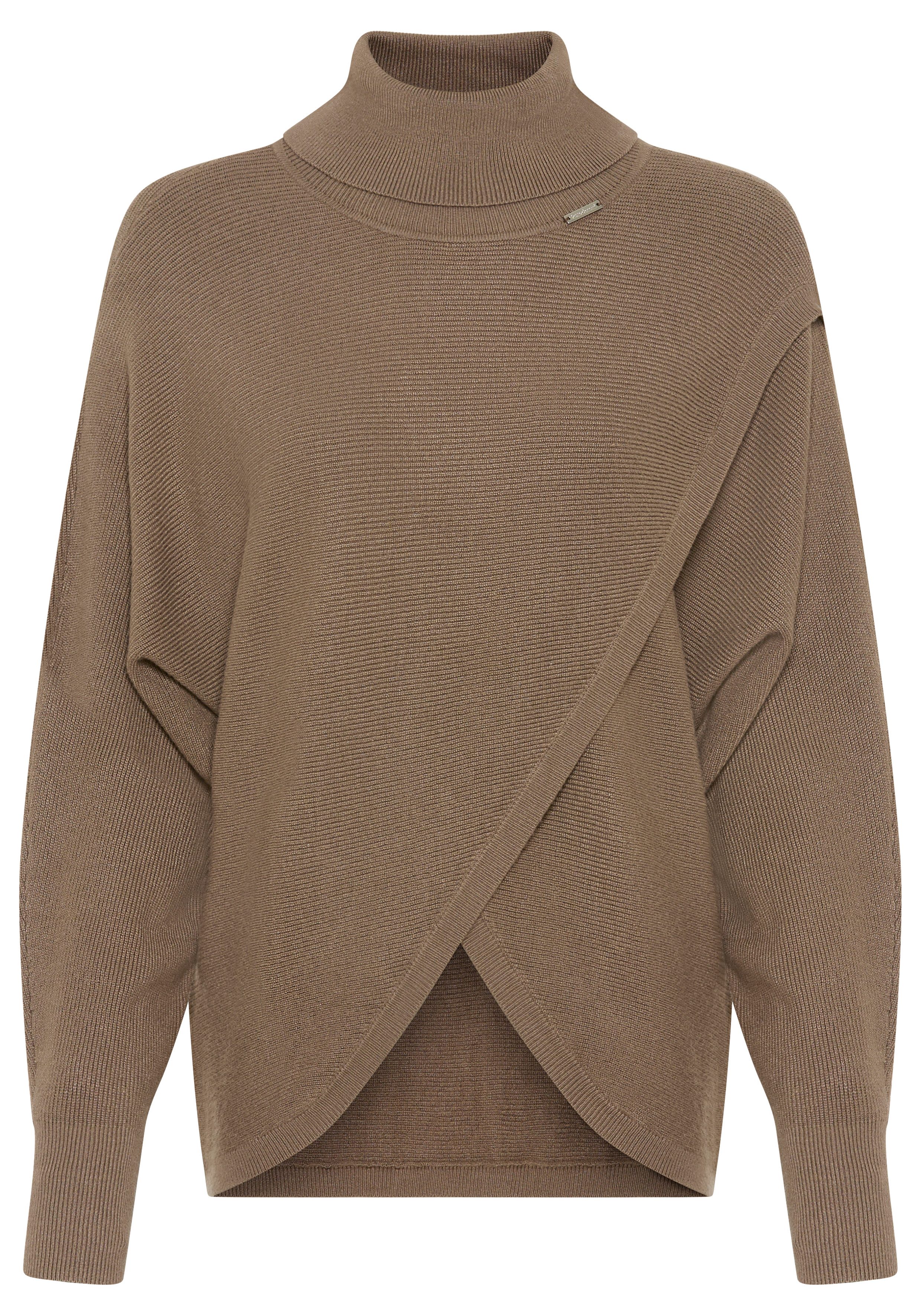 Bruno Banani Rollkragenpullover mit Wickel-Optik