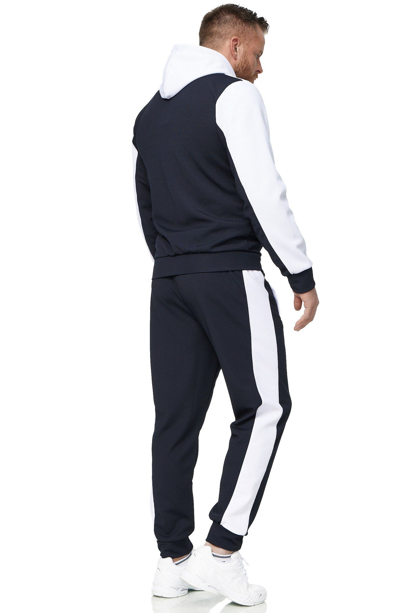 L.gonline Freizeitanzug Herren Trainingsanzug, Jogginganzug mit Kapuzenjacke 0986 (Kapuzenjacke mit Reißverschluss, Hose, 2-tlg), Fitness Freizeit Casual – Bild 2 von 4
