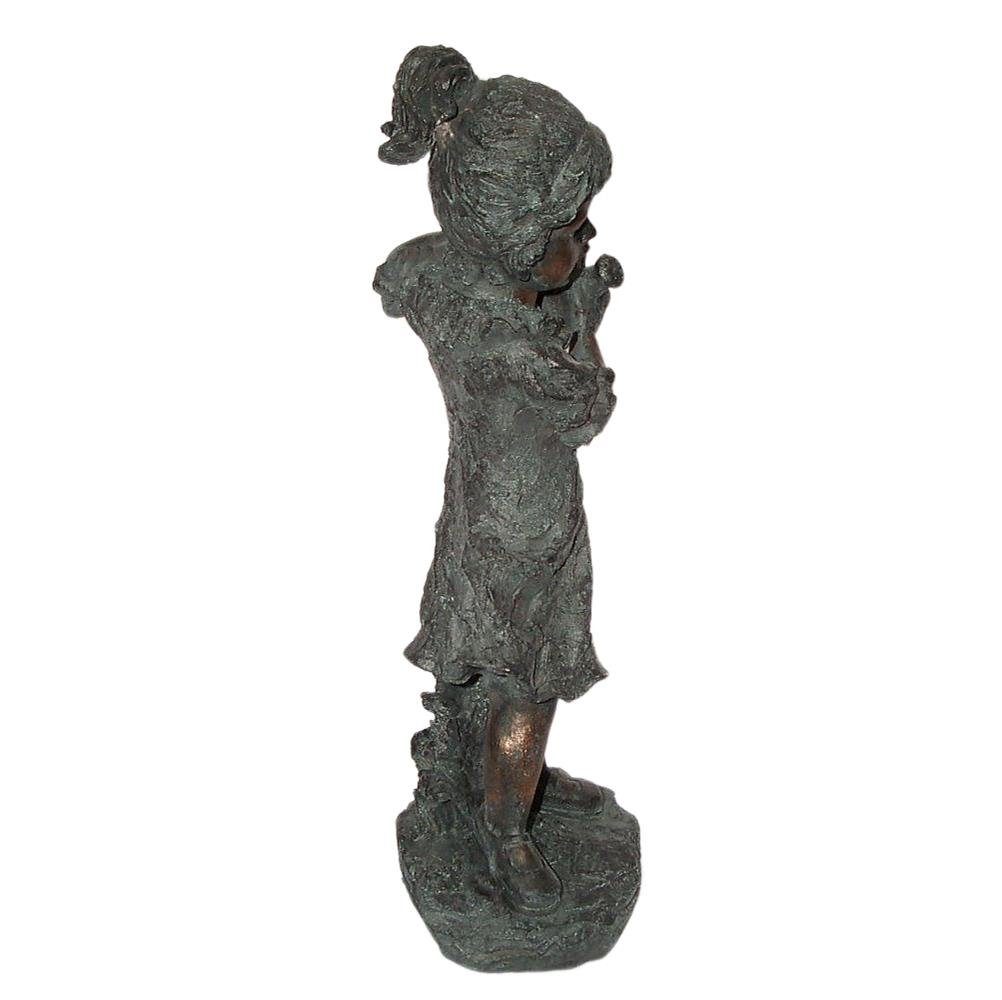 Skulptur, Antike Gießkanne in Garten Gartenfigur Gartenfigur, Bronzeoptik Linoows Brunnenfigur, Mädchen Dekoobjekt mit