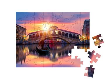 puzzleYOU Puzzle Gondel an der Rialto-Brücke in Venedig, Italien, 48 Puzzleteile, puzzleYOU-Kollektionen Italien, Venedig
