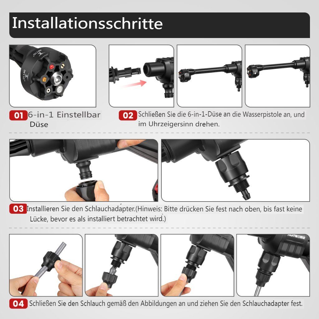 100,00 Auto AUDEW Hochdruckreiniger Kabelloser max: ohne Spritzpistole Batterie 300W Akku-Hochdruckreiniger, Druck bar,